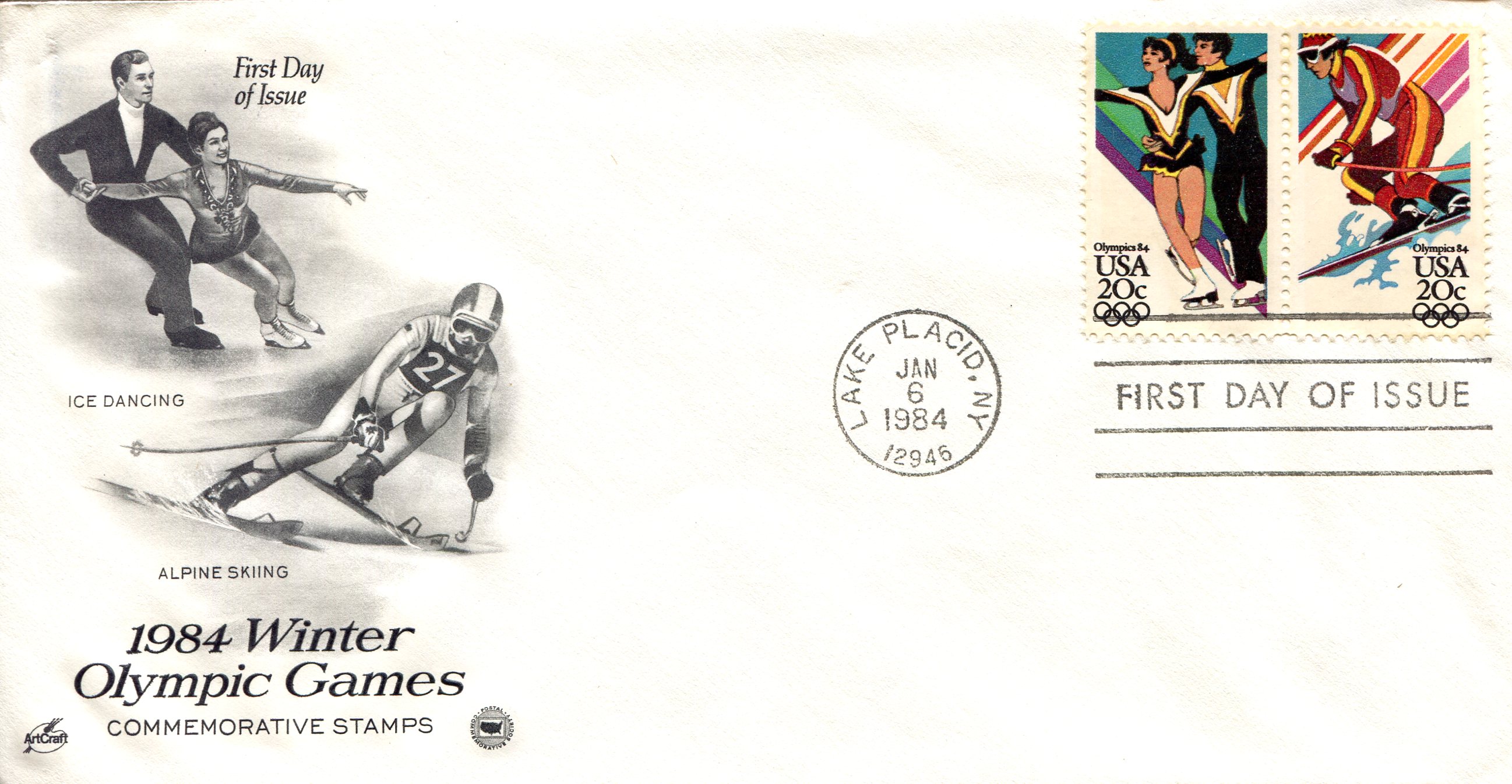 USA - Stamps 20 Cents 1984 Winter Olympics: Alpine Skiing and Ice DancingStamp
