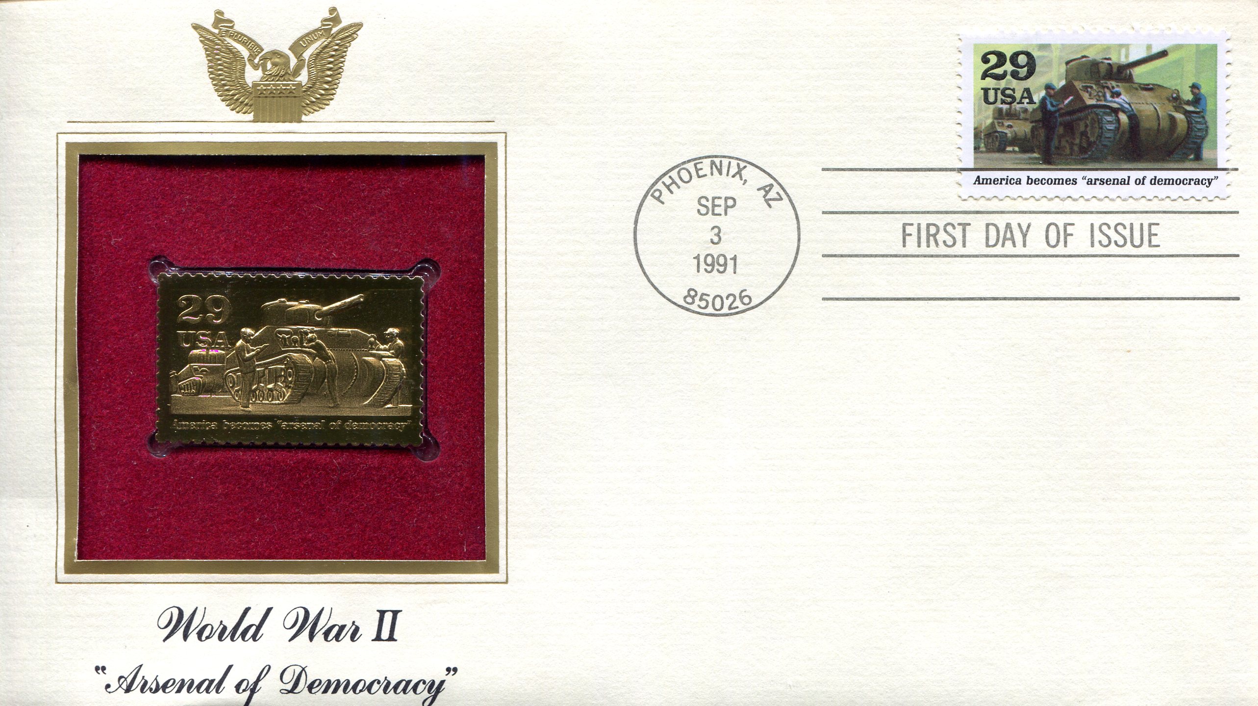 USA - Stamps 29 Cents World War II - Arsenal of Democracy (Tank)Stamp