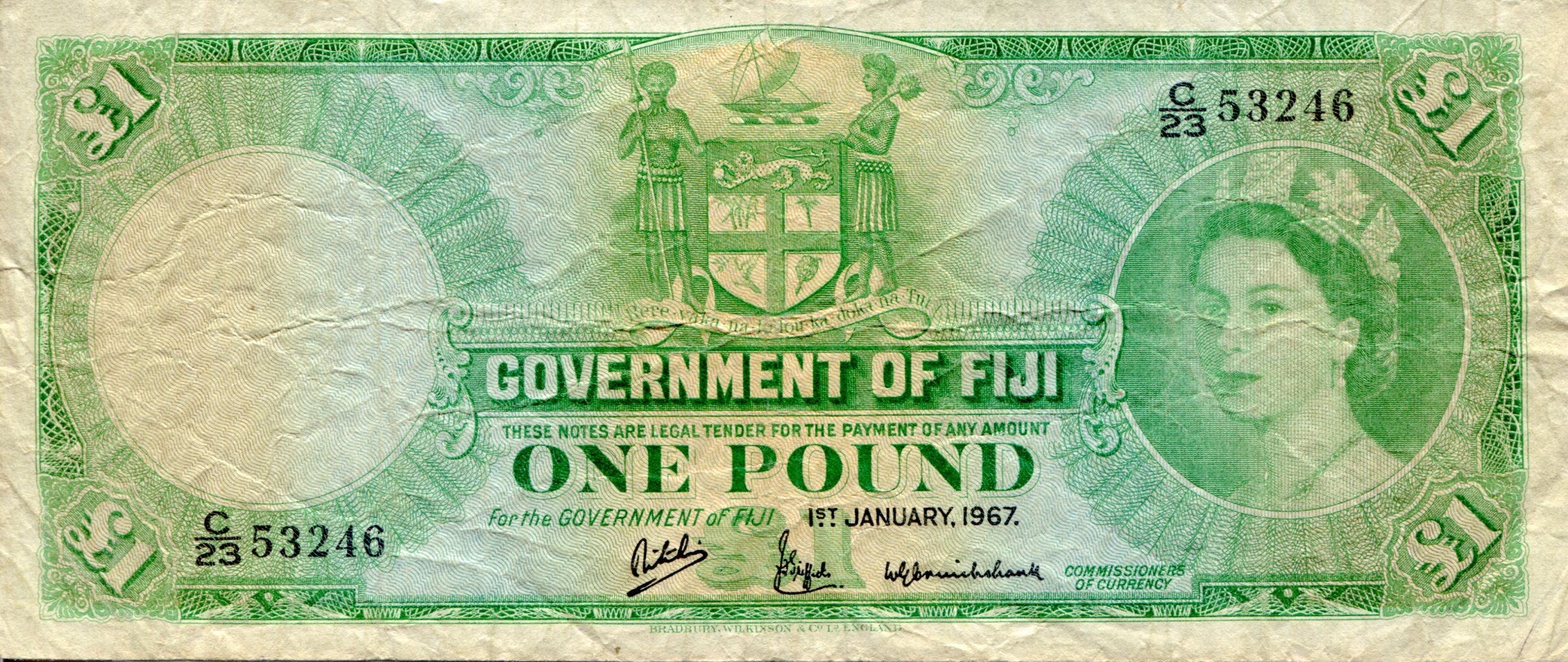 Fiji 1 Dollars VF- pick #: 53i