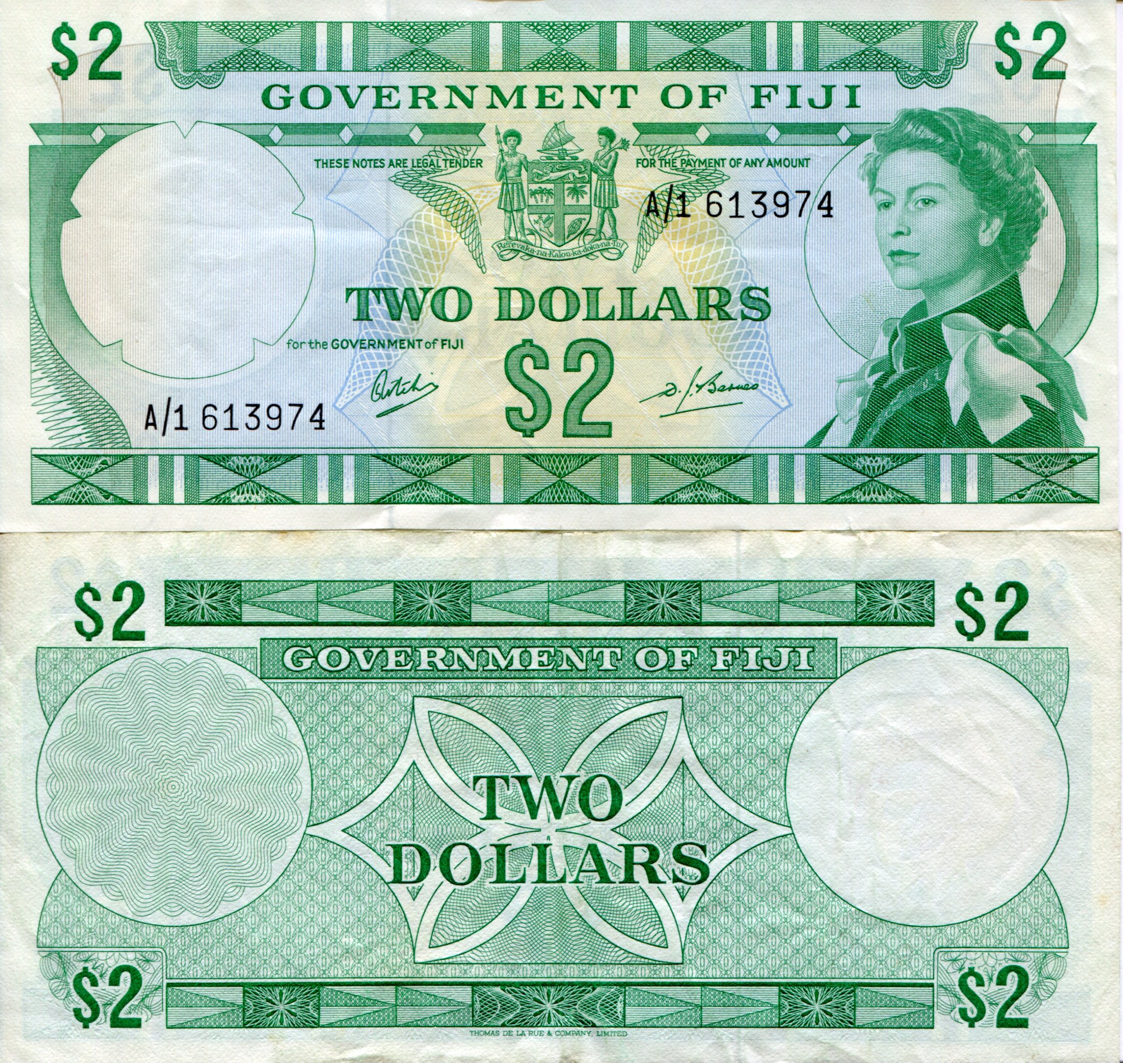 Fiji 2 Dollars XF- pick #: 60