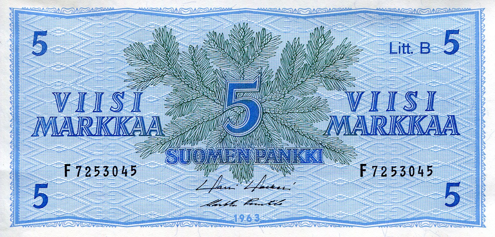 Finland 5 Markkaa UNC pick #: 106A