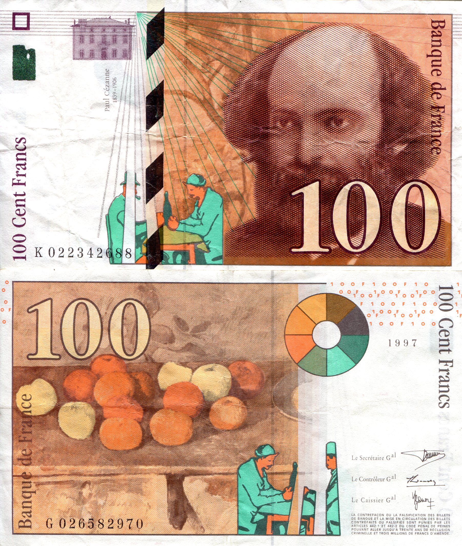 France 100 Francs VF (see large scan) pick #: 158