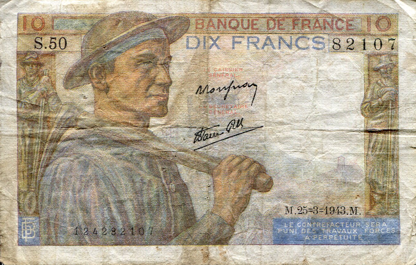 France 10 Francs VG (See large scan) pick #: 99b