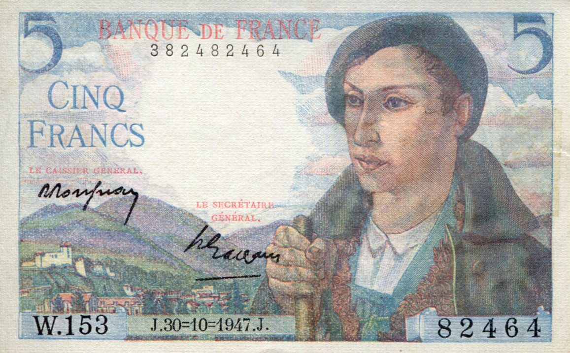 France 5 Francs XF (see large scan) pick #: 98b