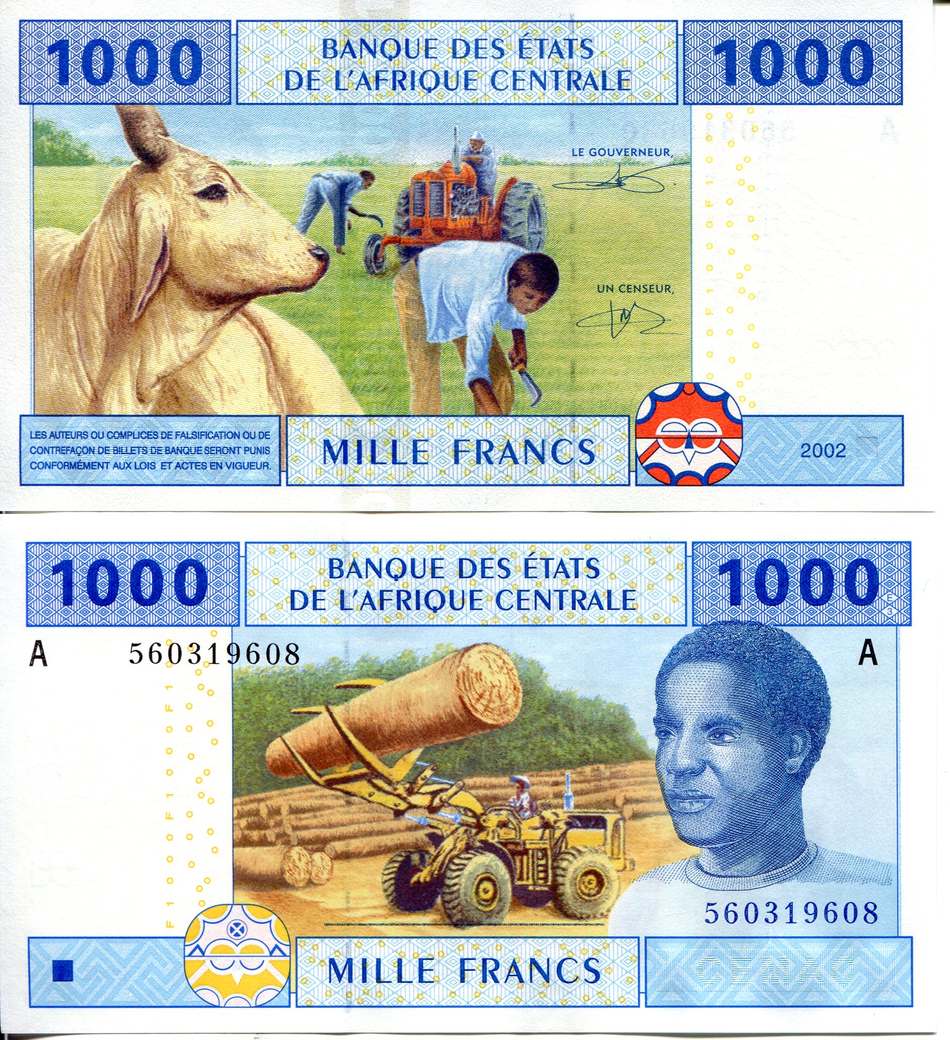 Gabon 1000 Francs UNC pick #: 407Ab(?)