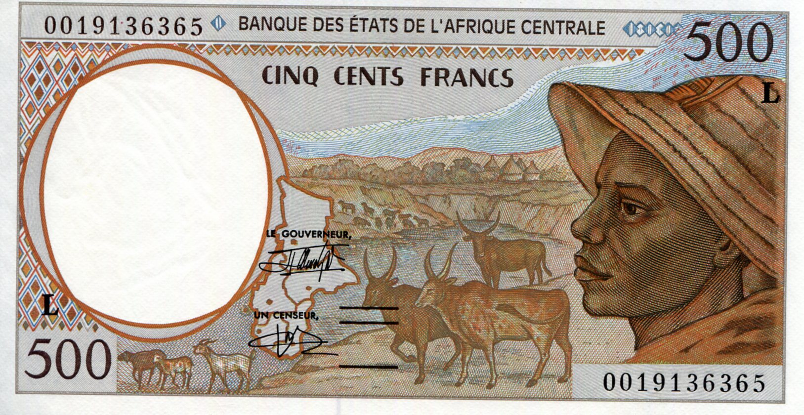 Gabon 500 Francs UNC pick #: 401Lg