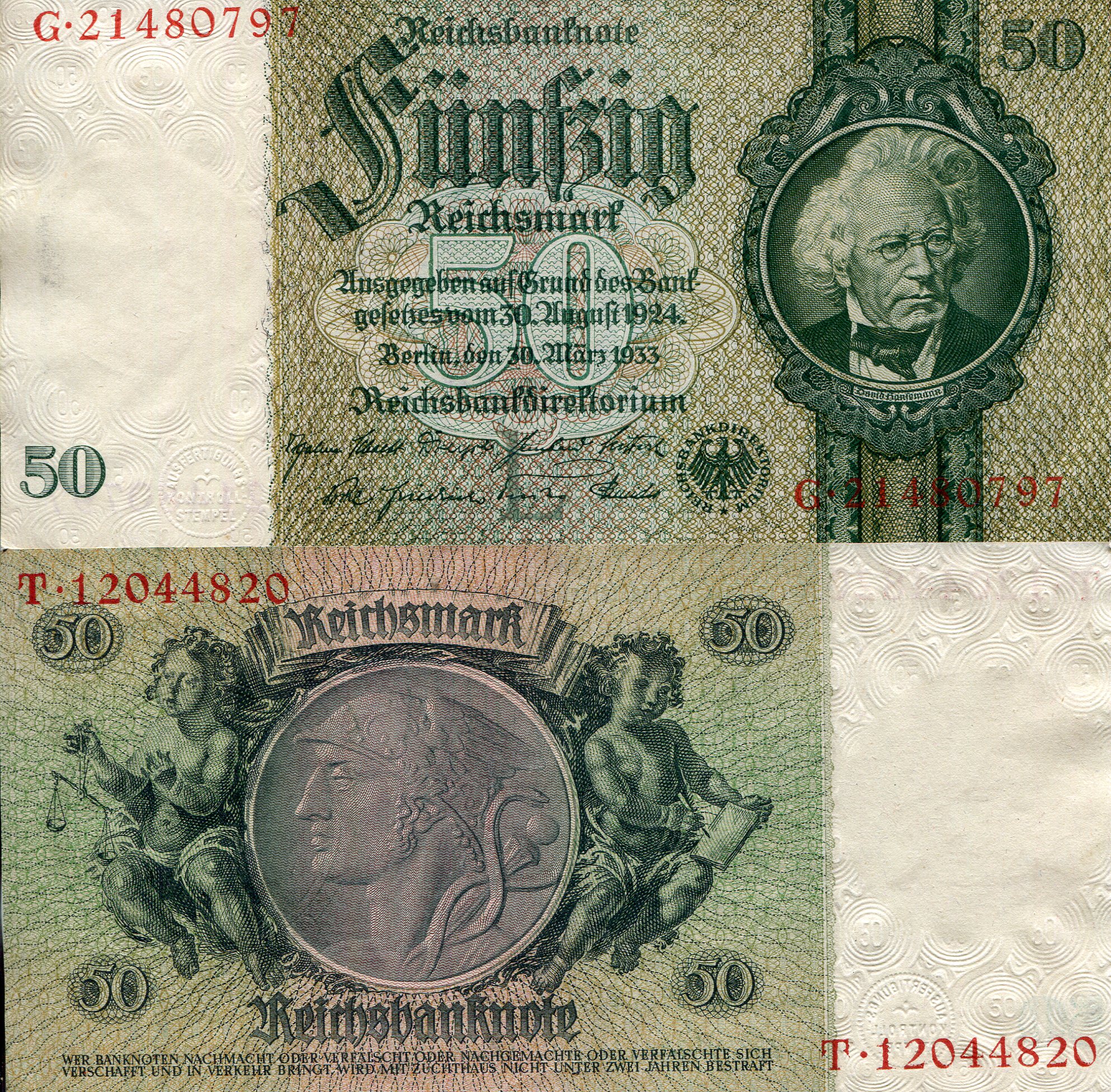 Germany 50 Reichmarks VF (See large scan) pick #: 182