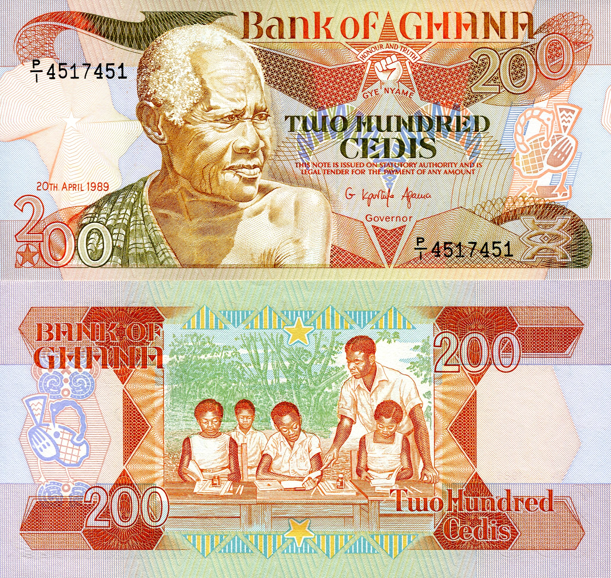 Ghana 200 Cedis UNC pick #: 27d