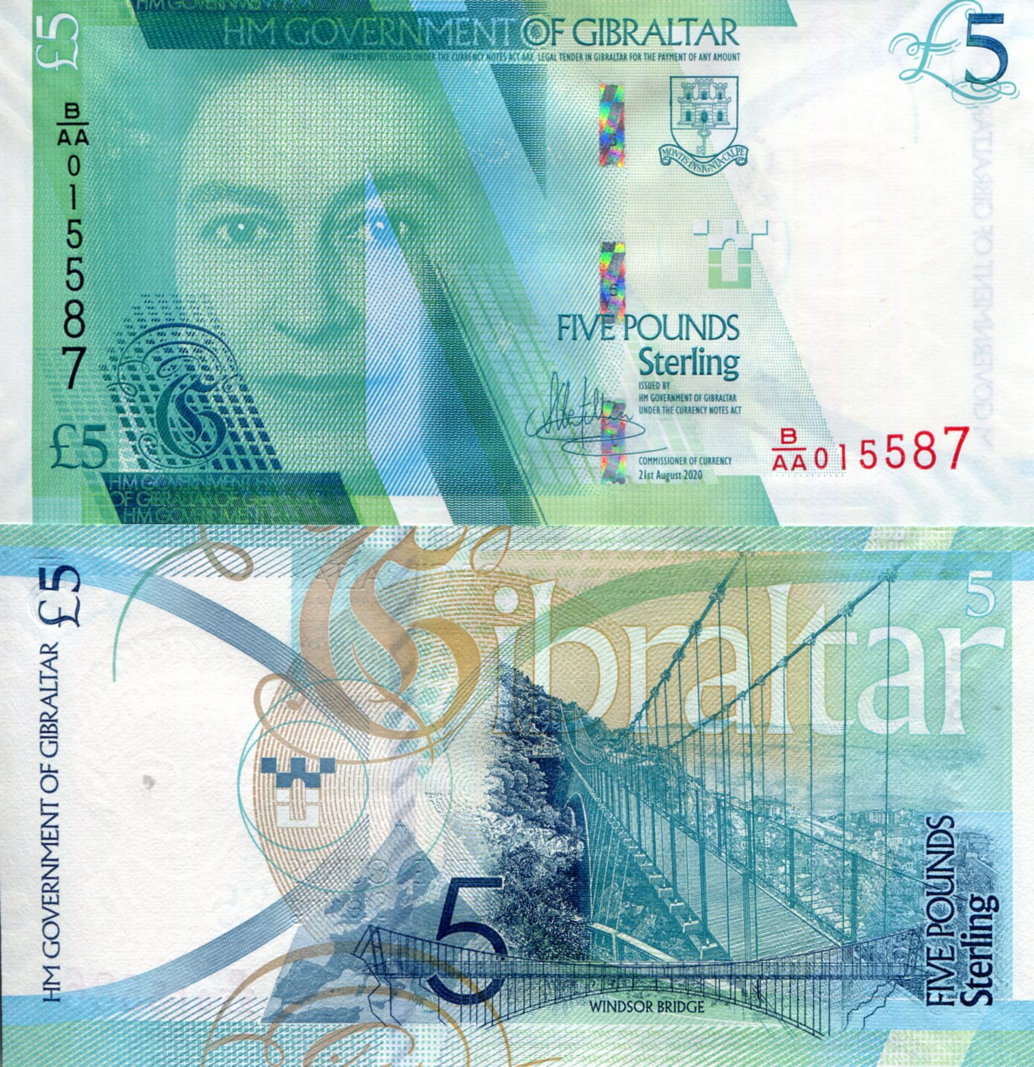 Gibraltar 5 Pounds UNC pick #: New