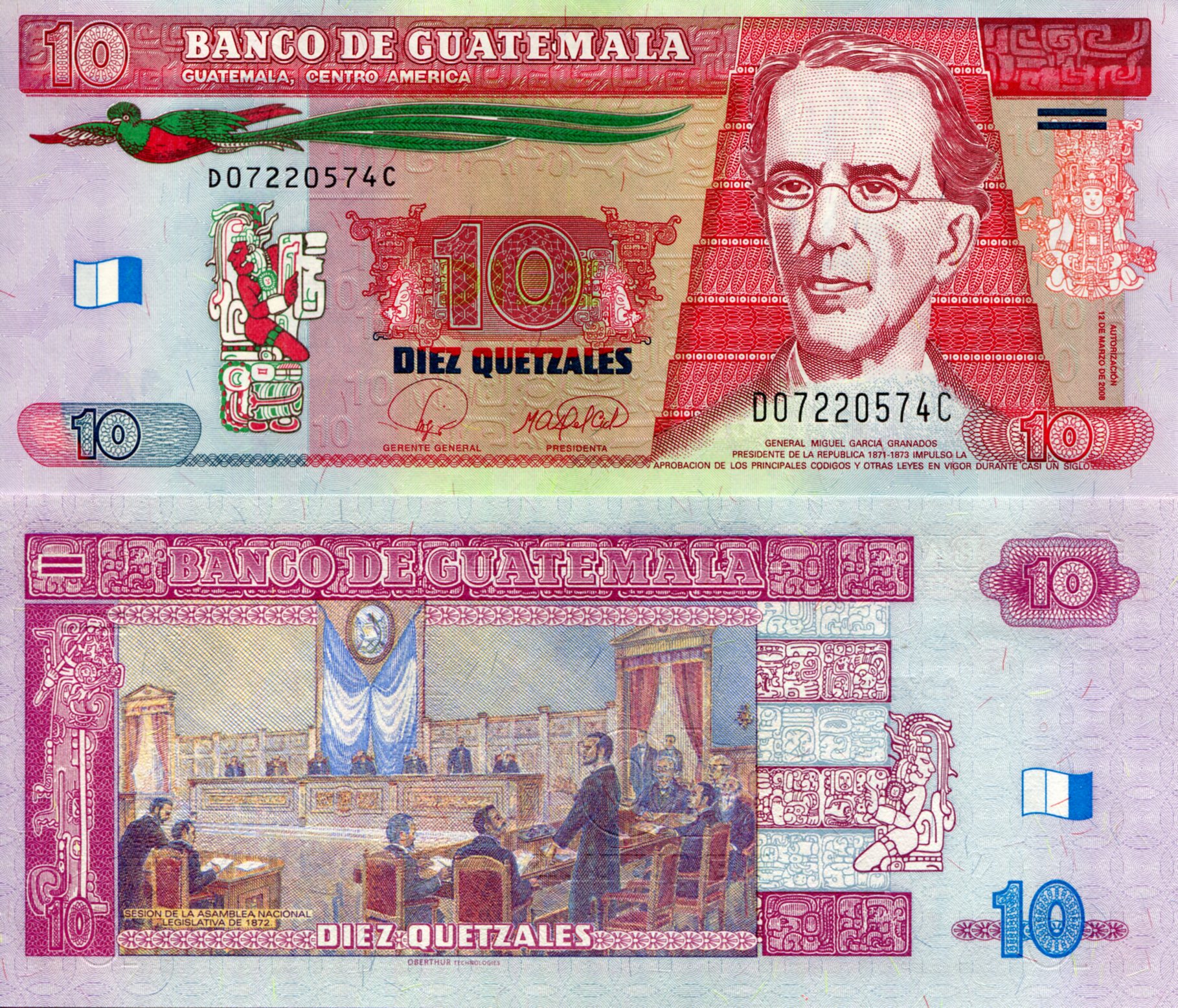 Guatemala  10 Quetzal UNC pick #: 123a