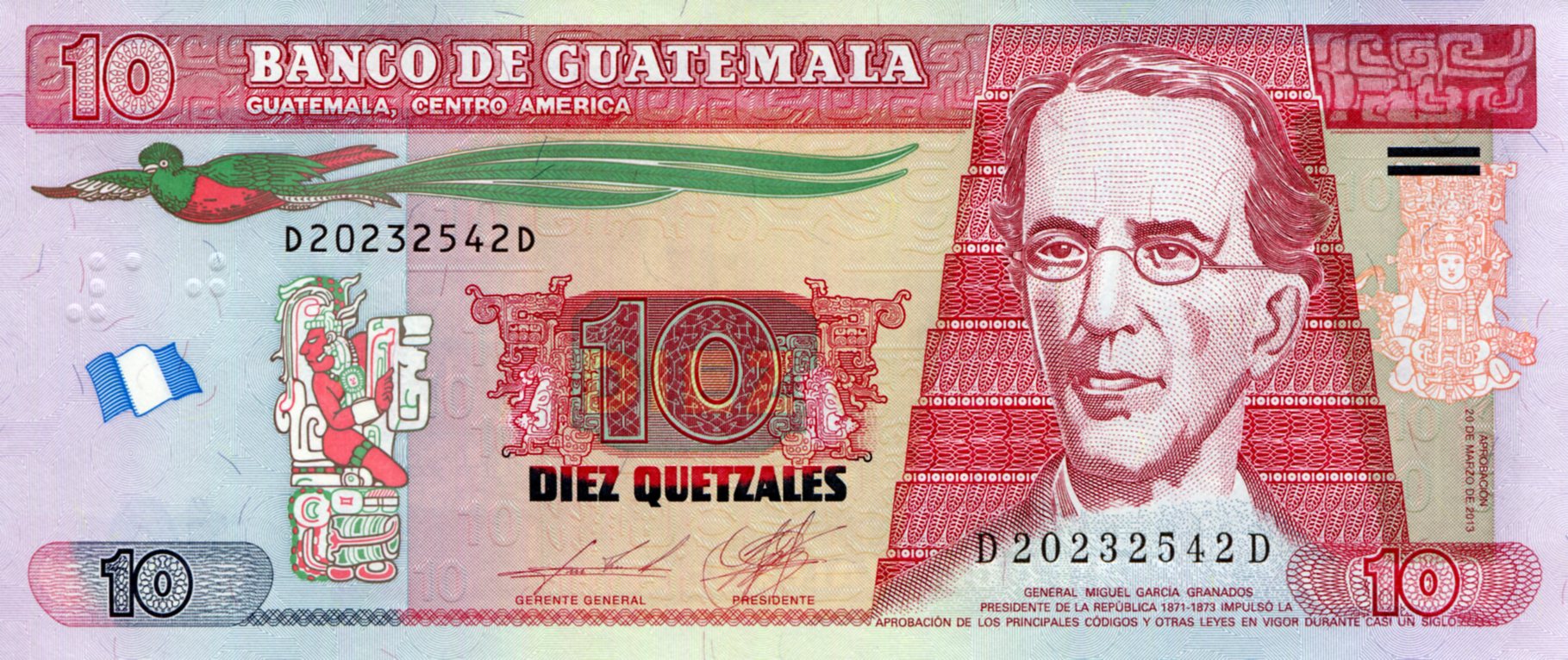 Guatemala  10 Quetzal UNC pick #: 123d