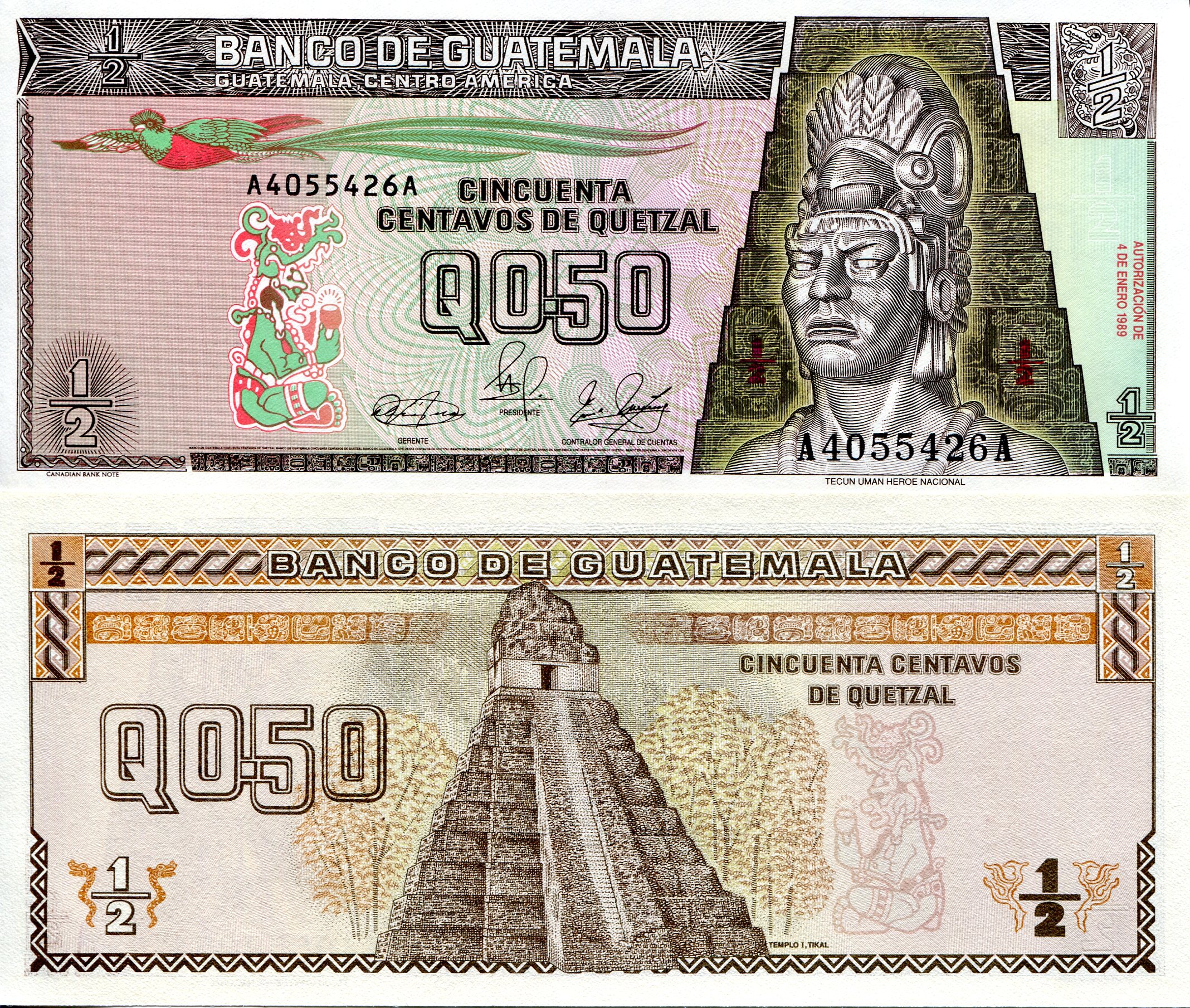 Guatemala  .5 Quetzal UNC pick #: 72