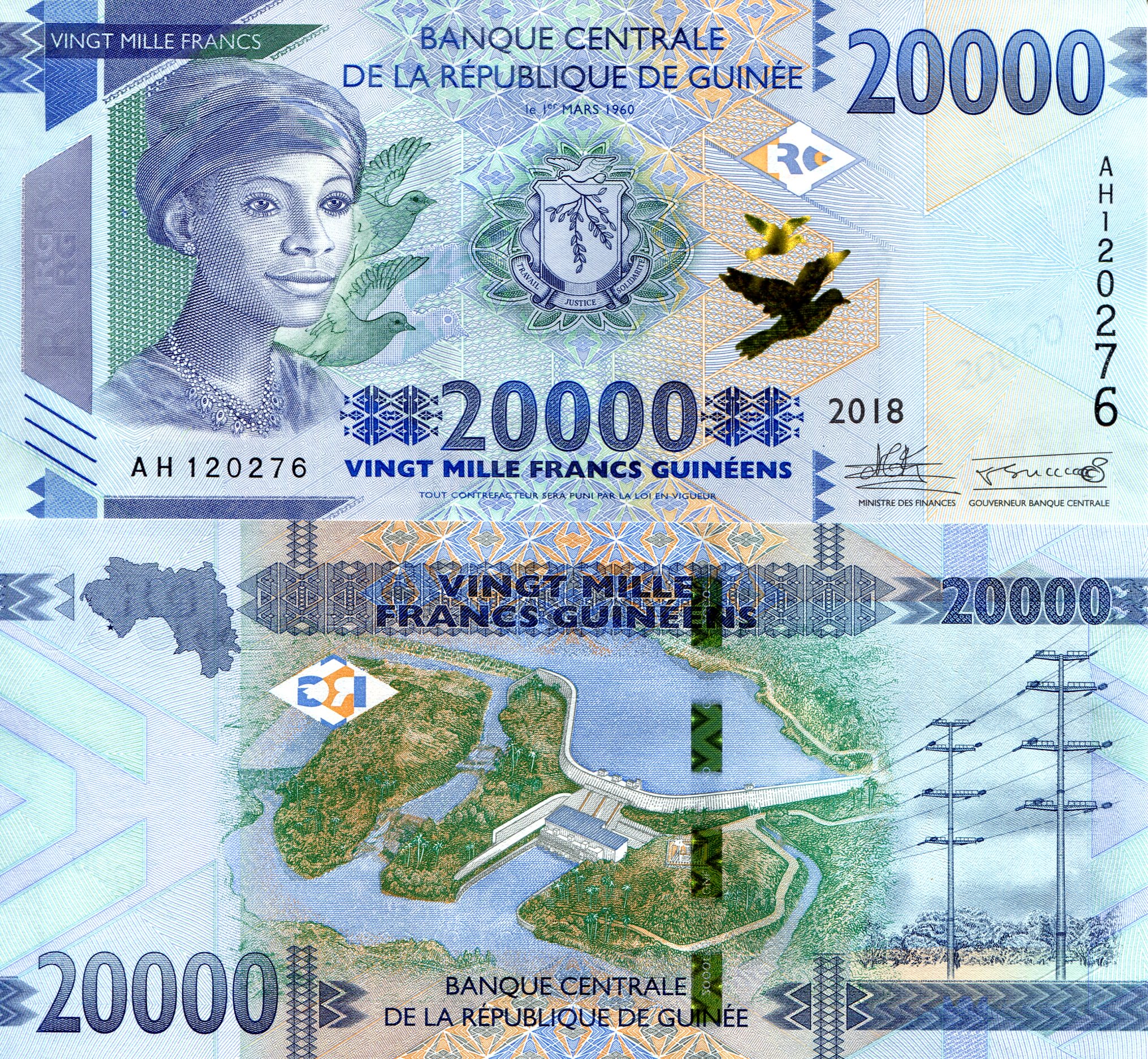 Guinea 20,000 Francs UNC pick #: New