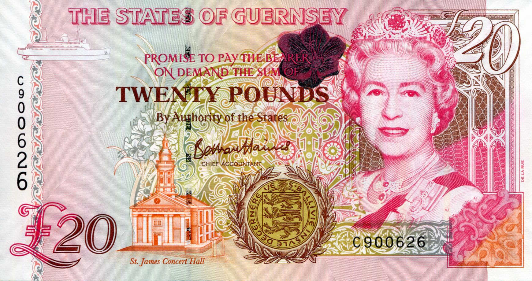 Guernsey 20 Pound UNC pick #: 58ca