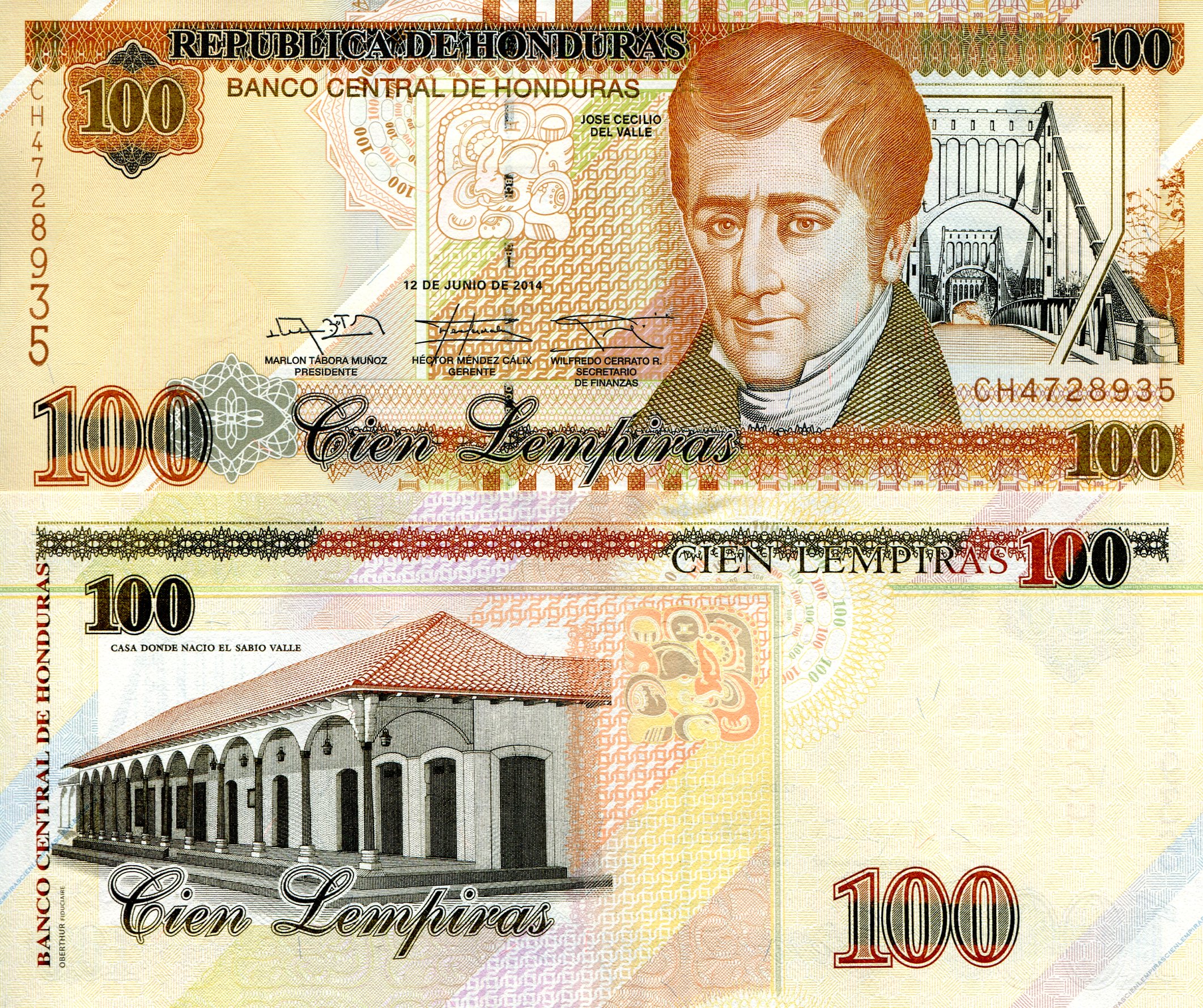 Honduras 100 Lempiras UNC pick #: 102b