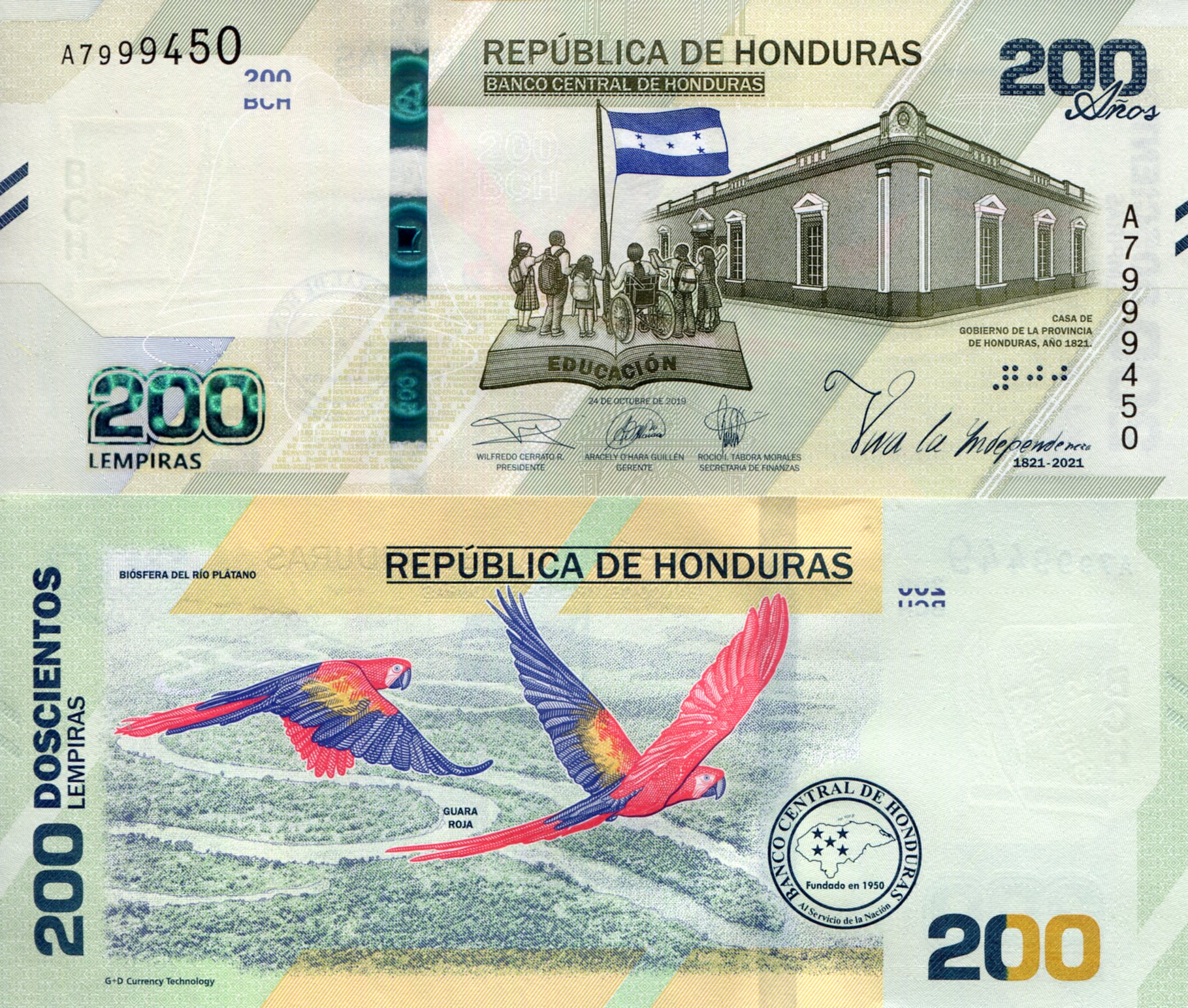 Honduras 200 Lempiras UNC pick #: New