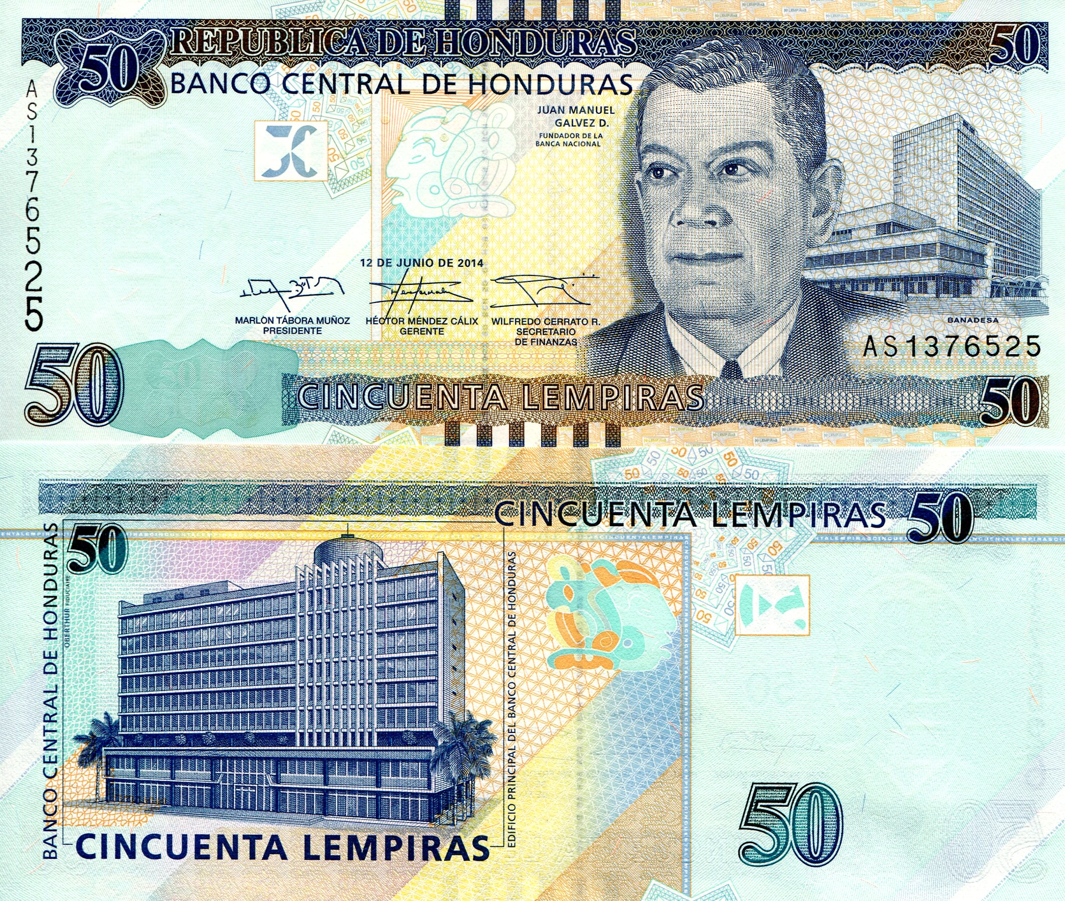 Honduras 50 Lempiras UNC pick #: 101b
