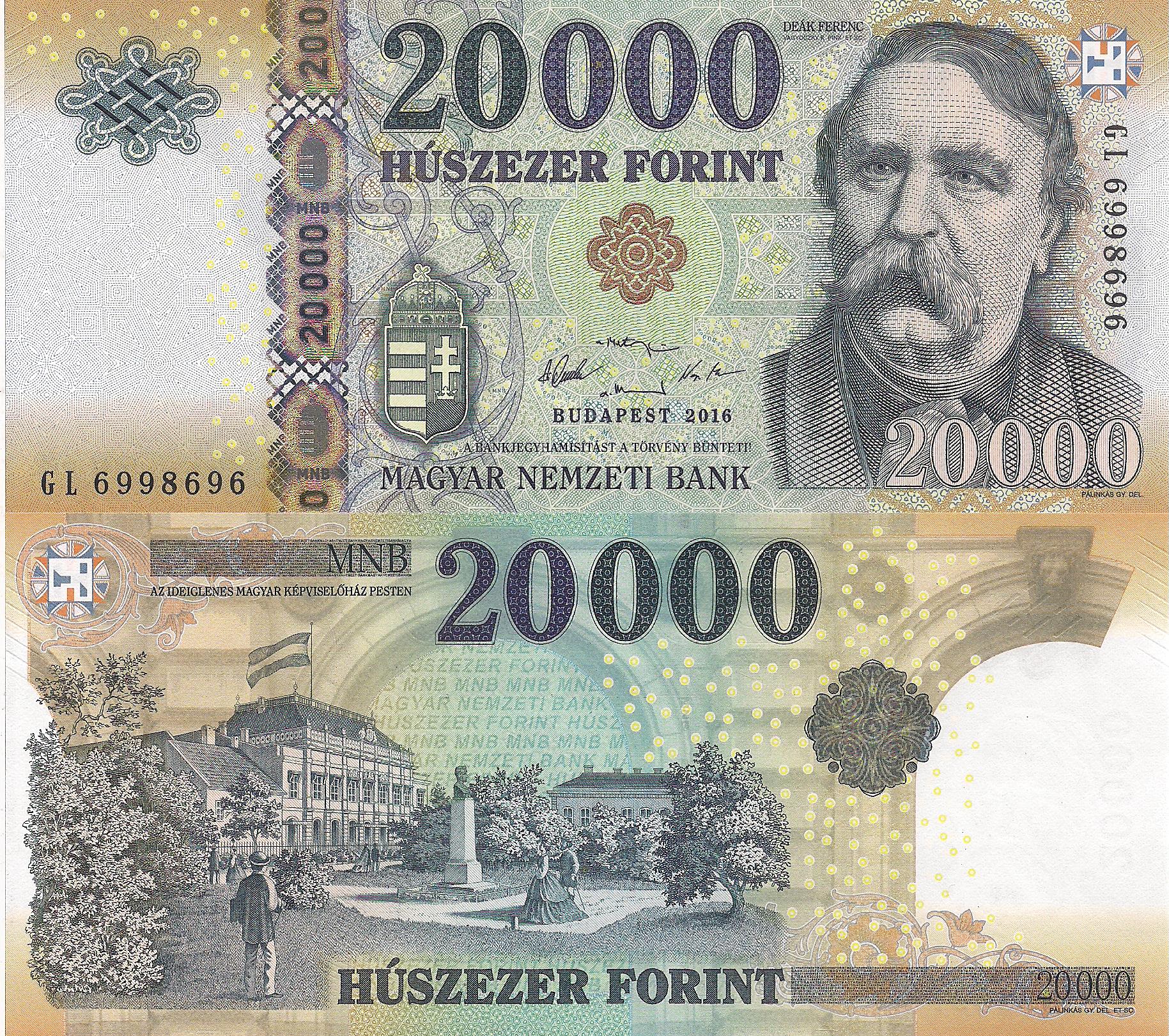 Hungary 20,000 Forint UNC pick #: 207b