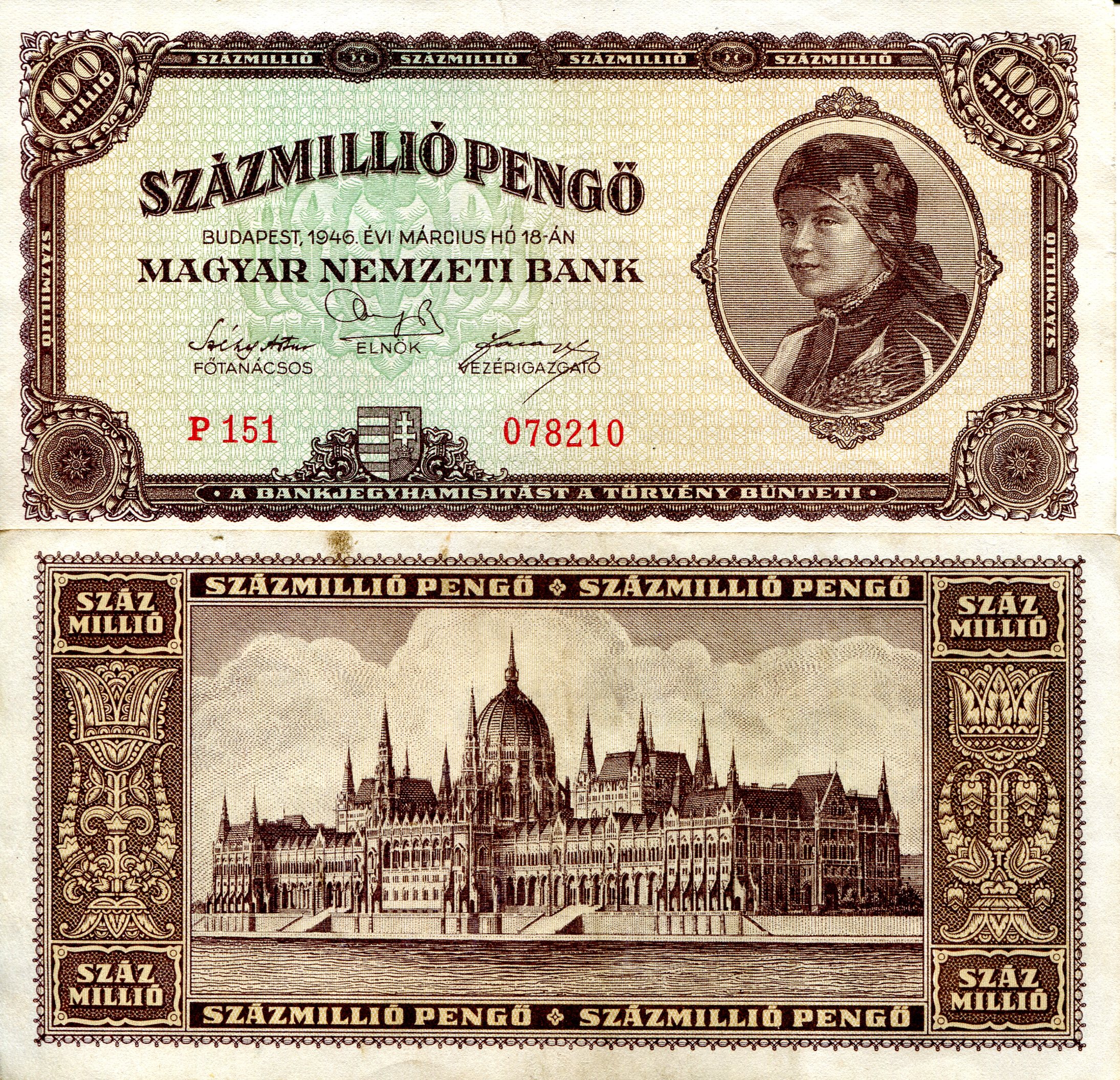 Hungary 100,000,000 Pengo VF (see large scan) pick #: 124a
