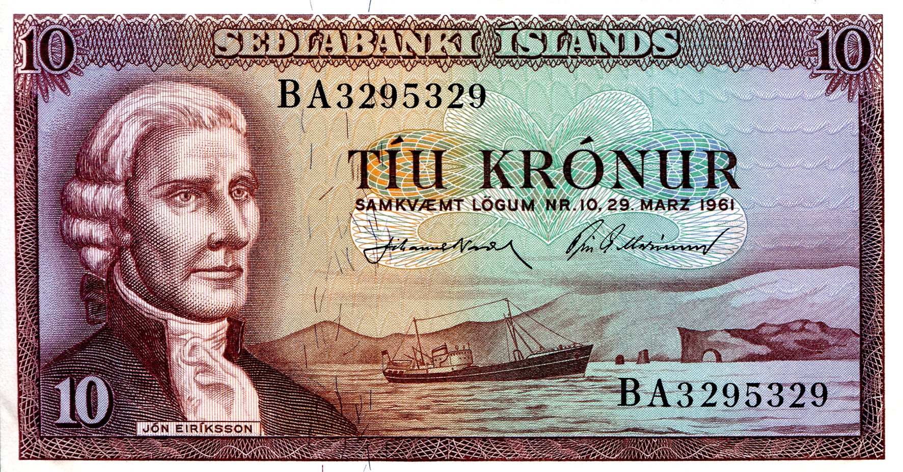 Iceland 10 Kronur aUNC pick #: 42