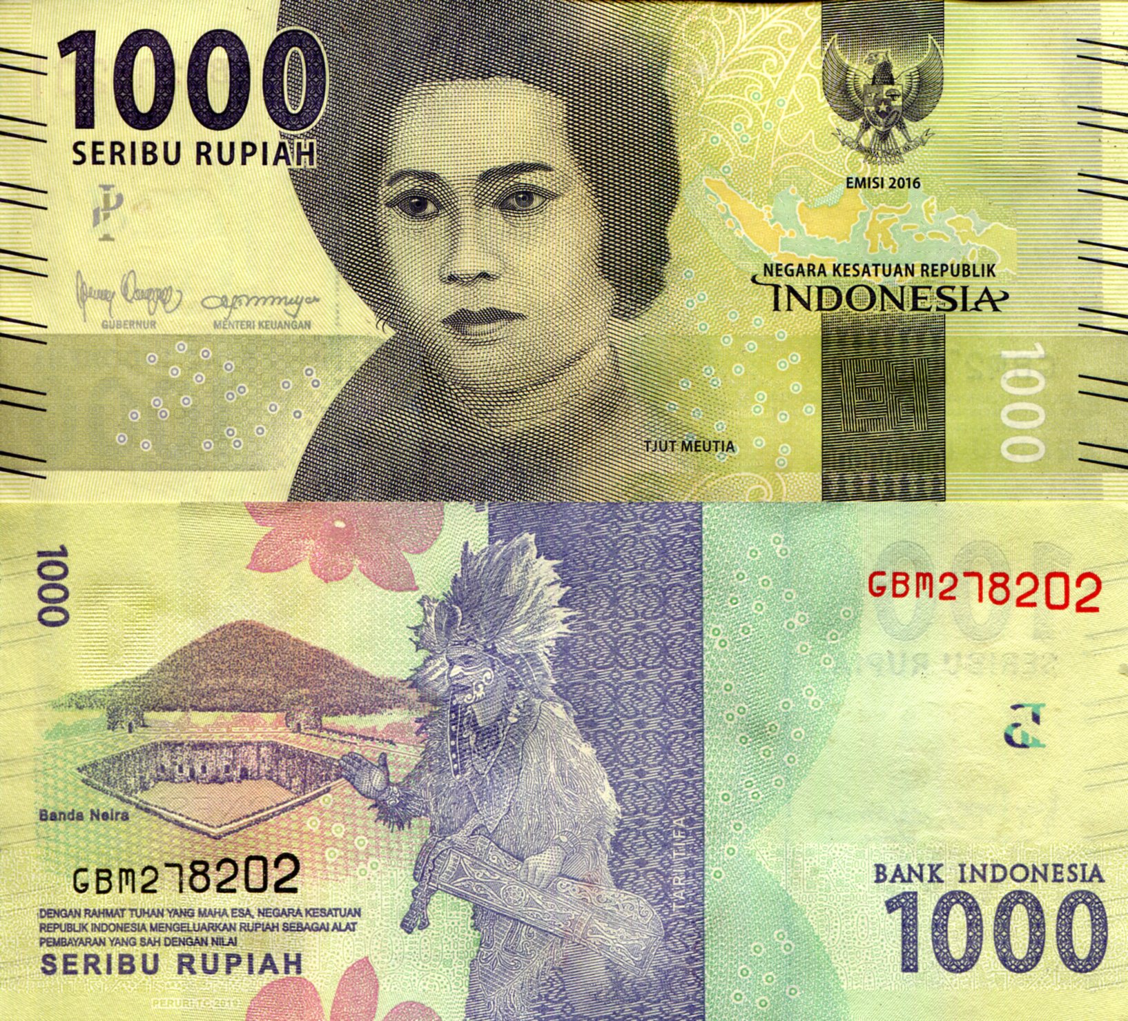 Indonesia  1,000 Rupiah UNC pick #: 154d