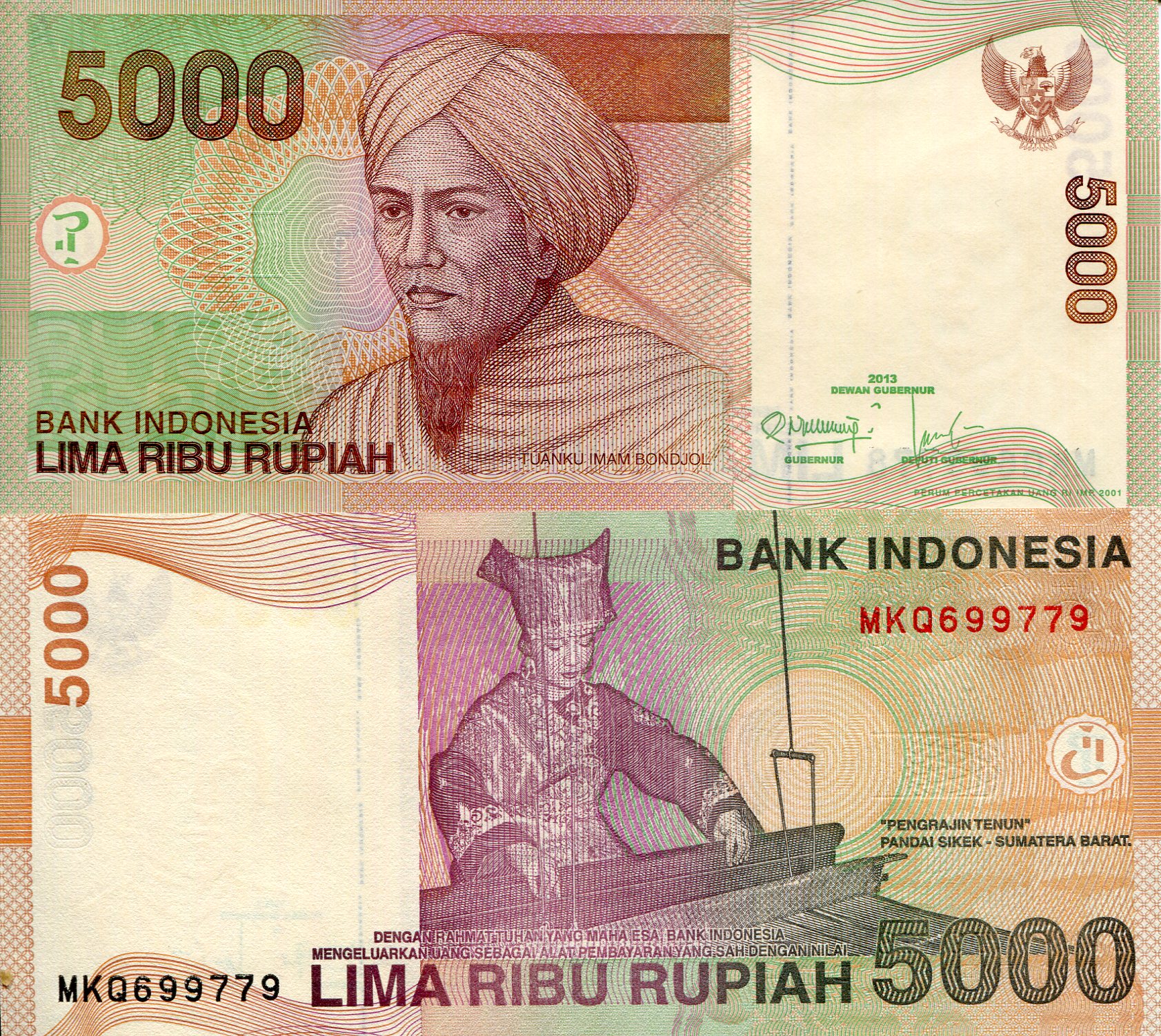 Indonesia  5,000 Rupiah UNC pick #: 142m