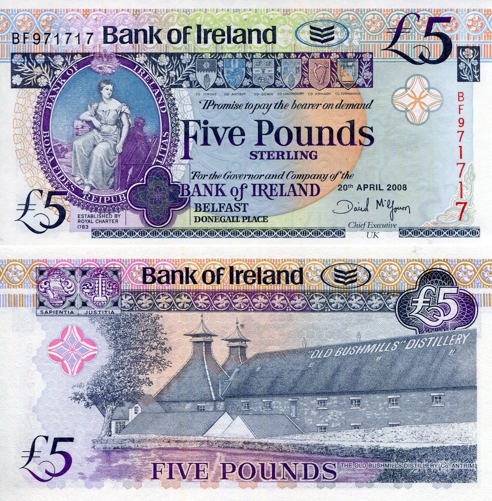 Ireland, North 5 Pounds UNC pick #: 83
