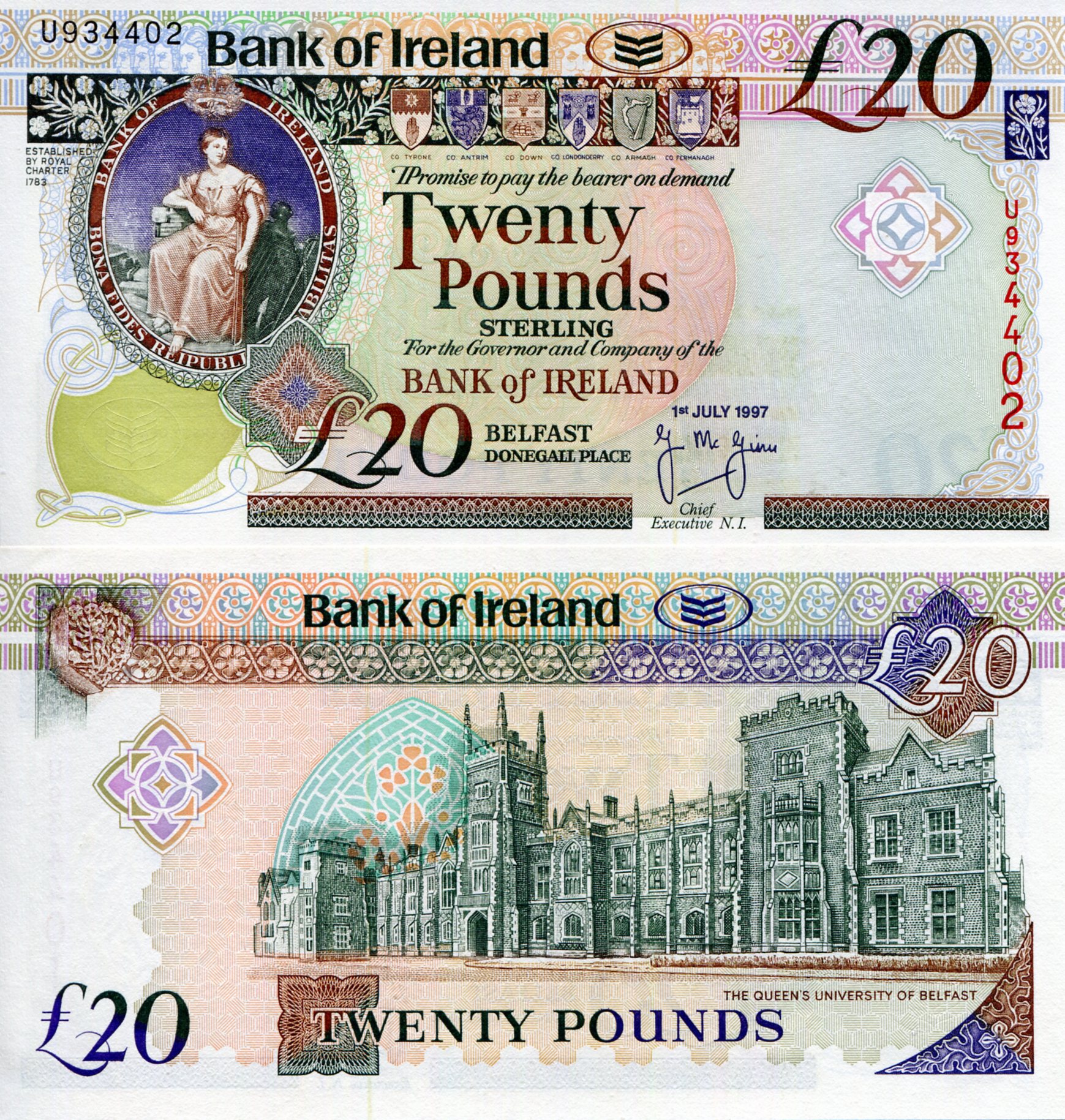 Ireland, North 20 Pounds UNC  pick #: 76b