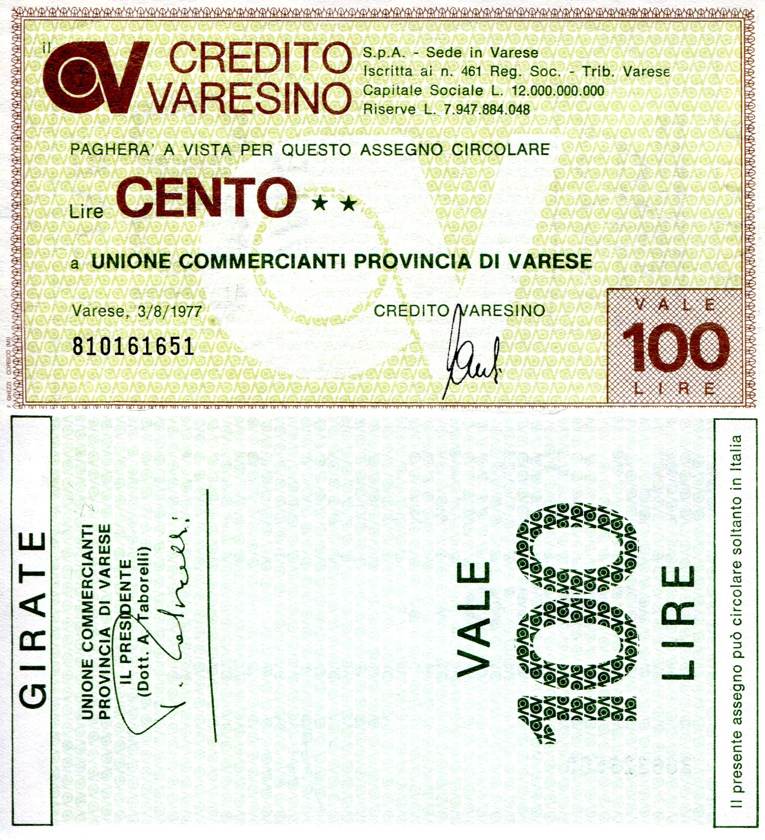 Italy (Emergency Issue) 100 Lire aUNC pick #: be1651