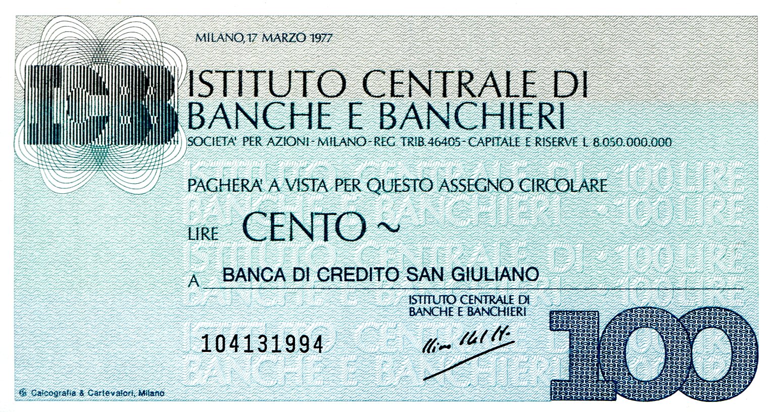 Italy (Emergency Issue) 100 Lire aUNC pick #: be1994