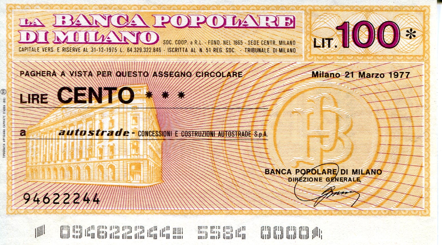 Italy (Emergency Issue) 100 Lire aUNC pick #: be2244