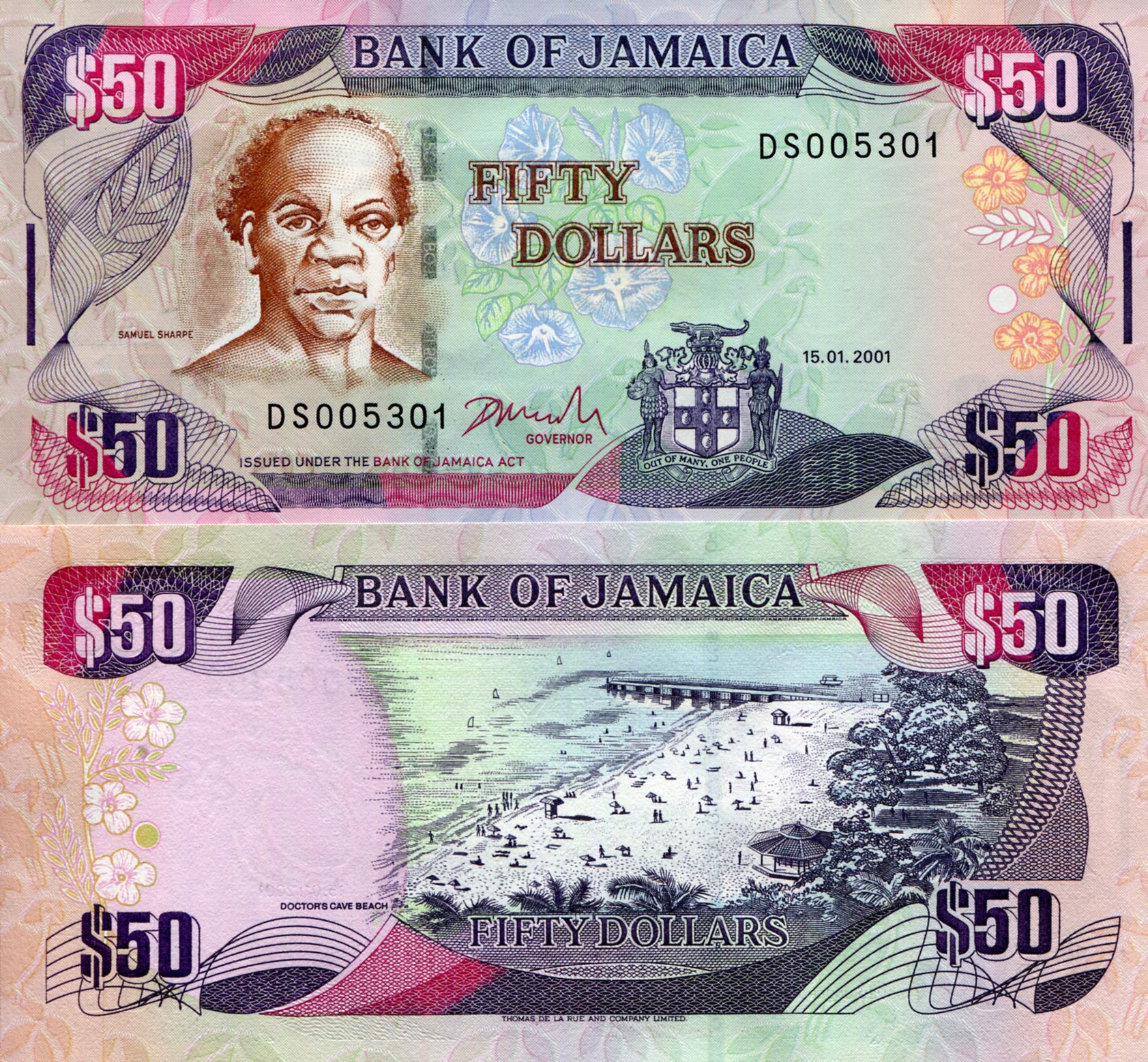 Jamaica 50 Dollars UNC pick #: 79b