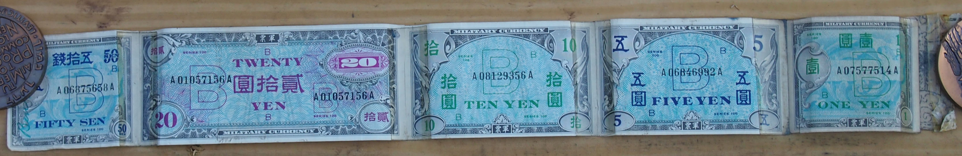 Japan Allied Military Currency 5 Note Snorter Belt