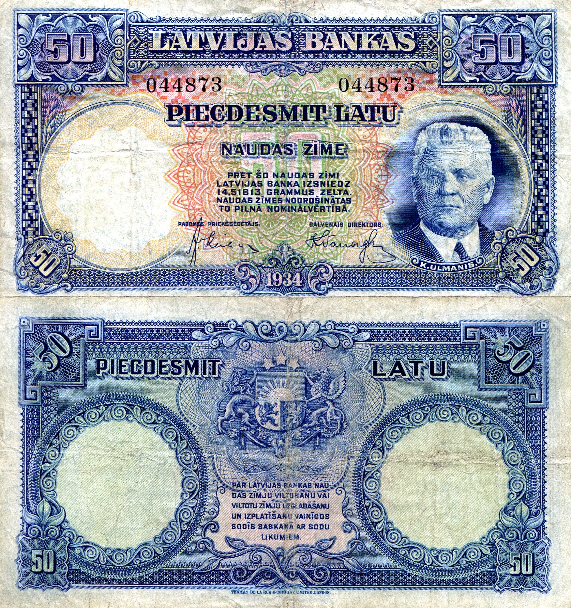 Latvia 50 Latu VG (see large scan) pick #: 20a