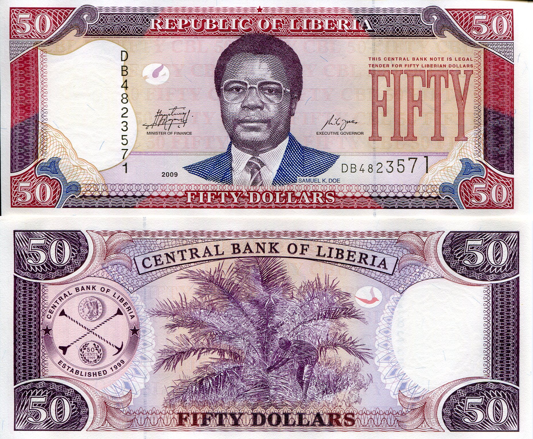 Liberia 50 Dollars UNC pick #: 29d
