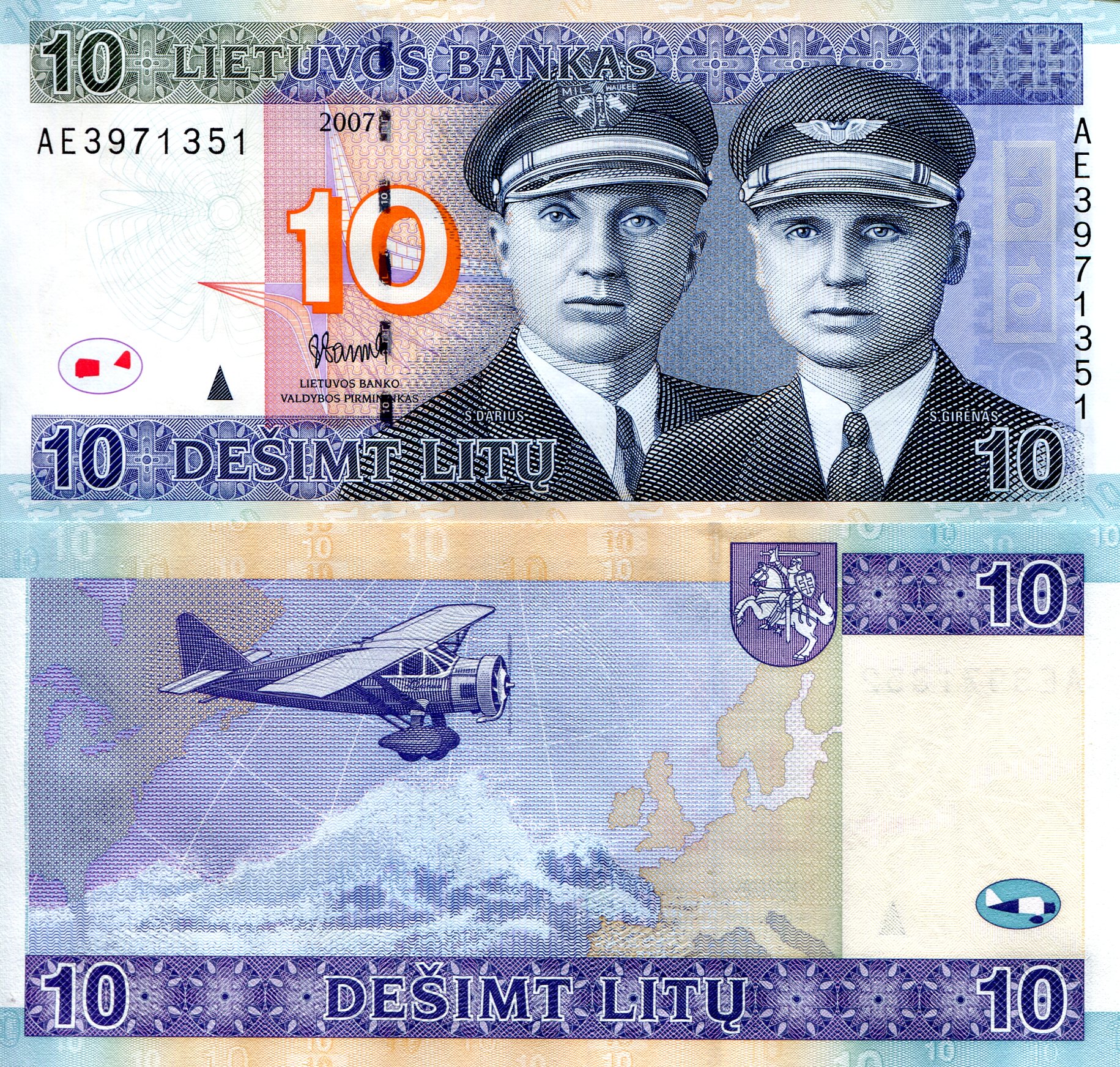Lithuania 10 Litas UNC pick #: 68a