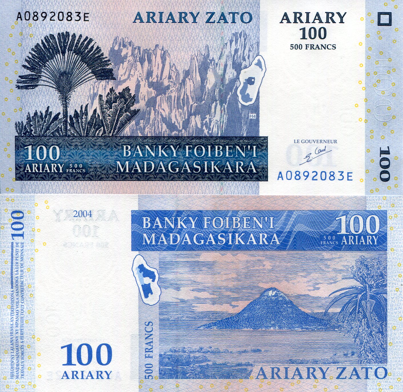Madagascar 100 Ariary UNC pick #: 86a