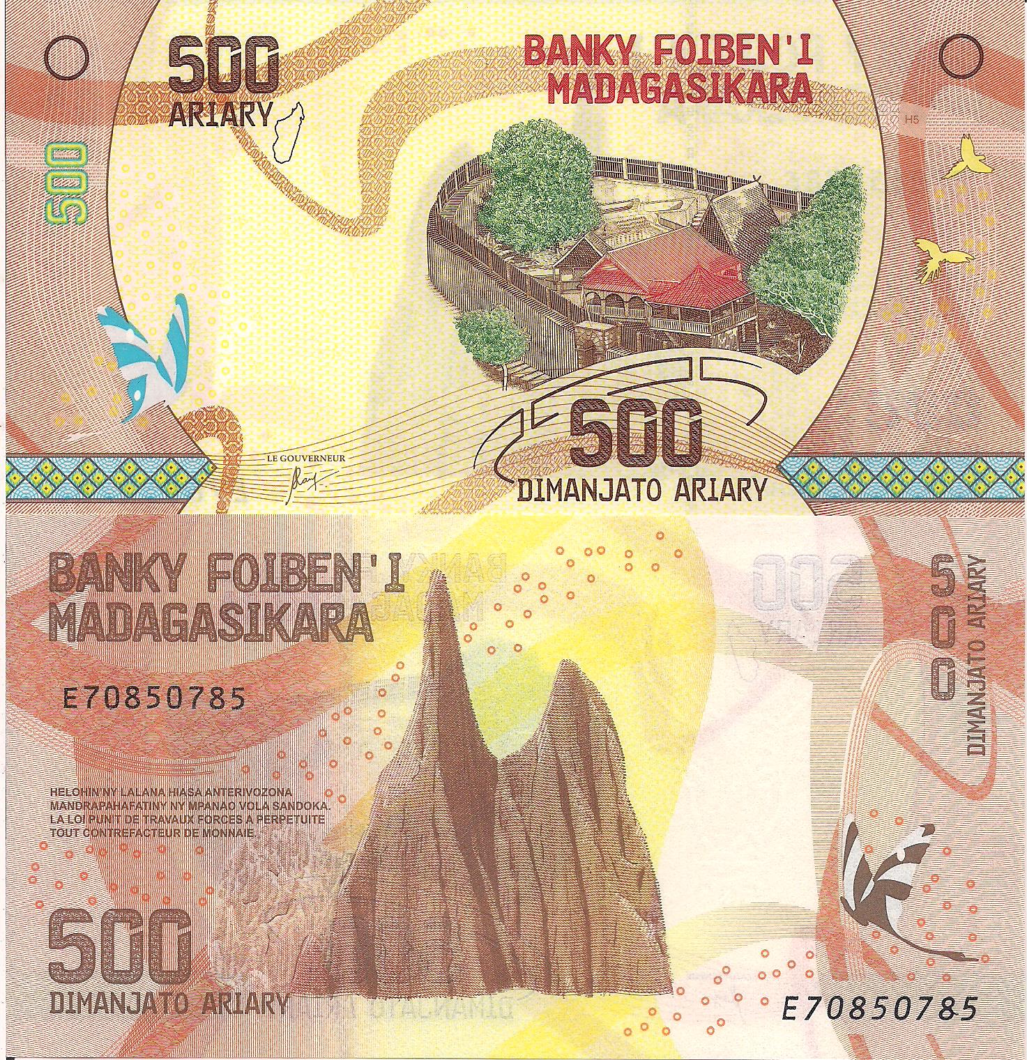 Madagascar 500 Ariary UNC pick #: 99