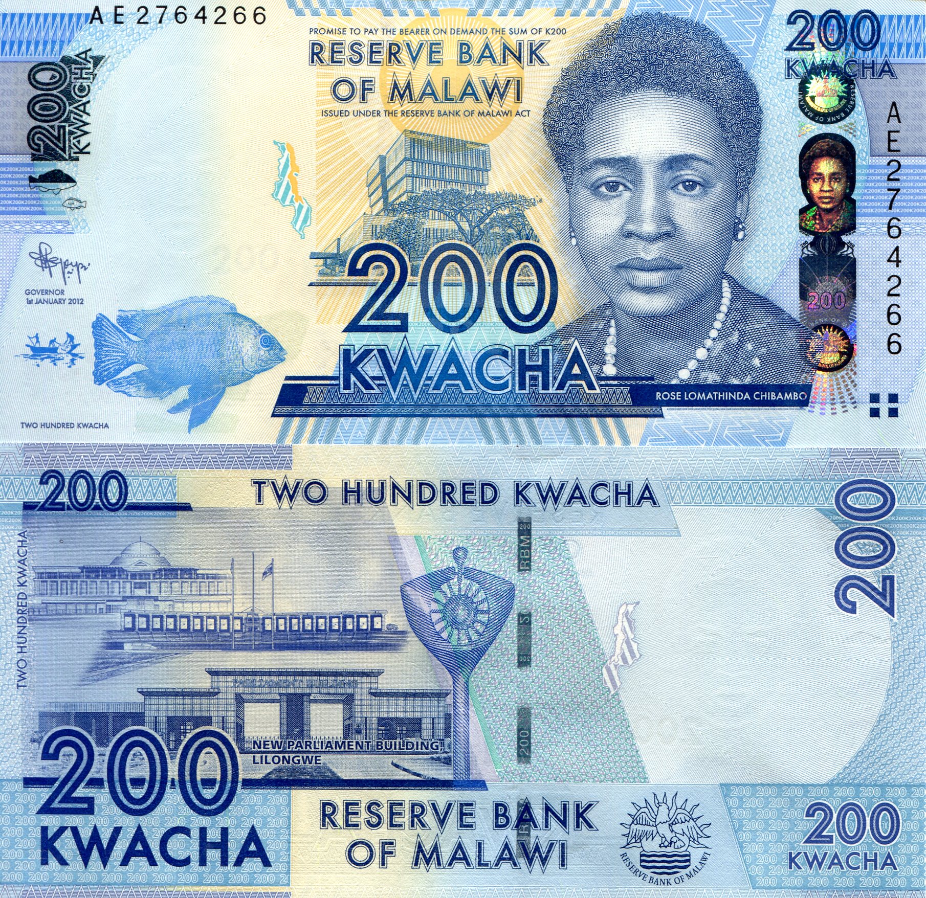 Malawi 200 Kwacha UNC pick #: 60a