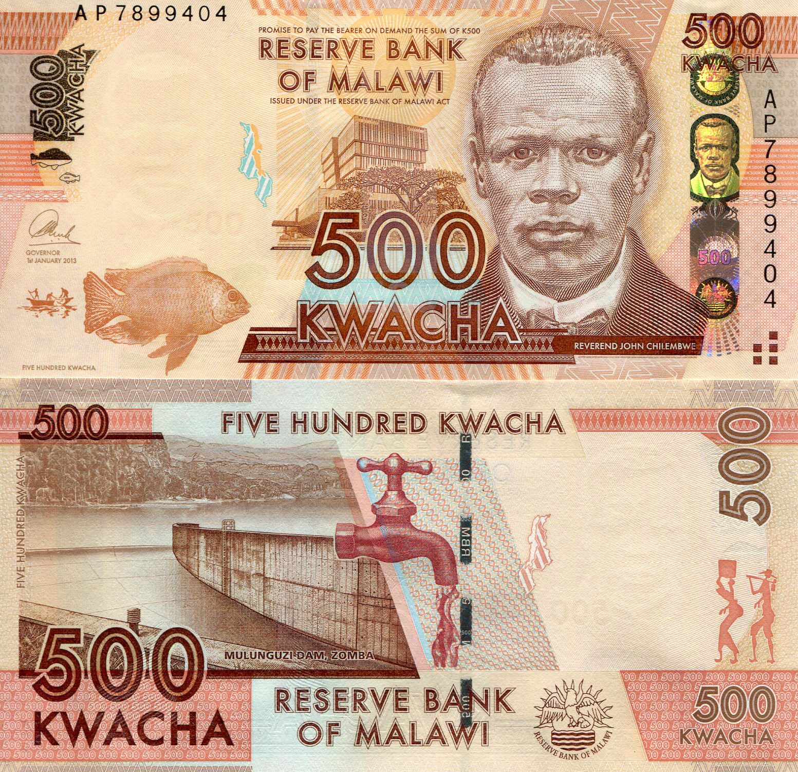 Malawi 500 Kwacha UNC pick #: 61b