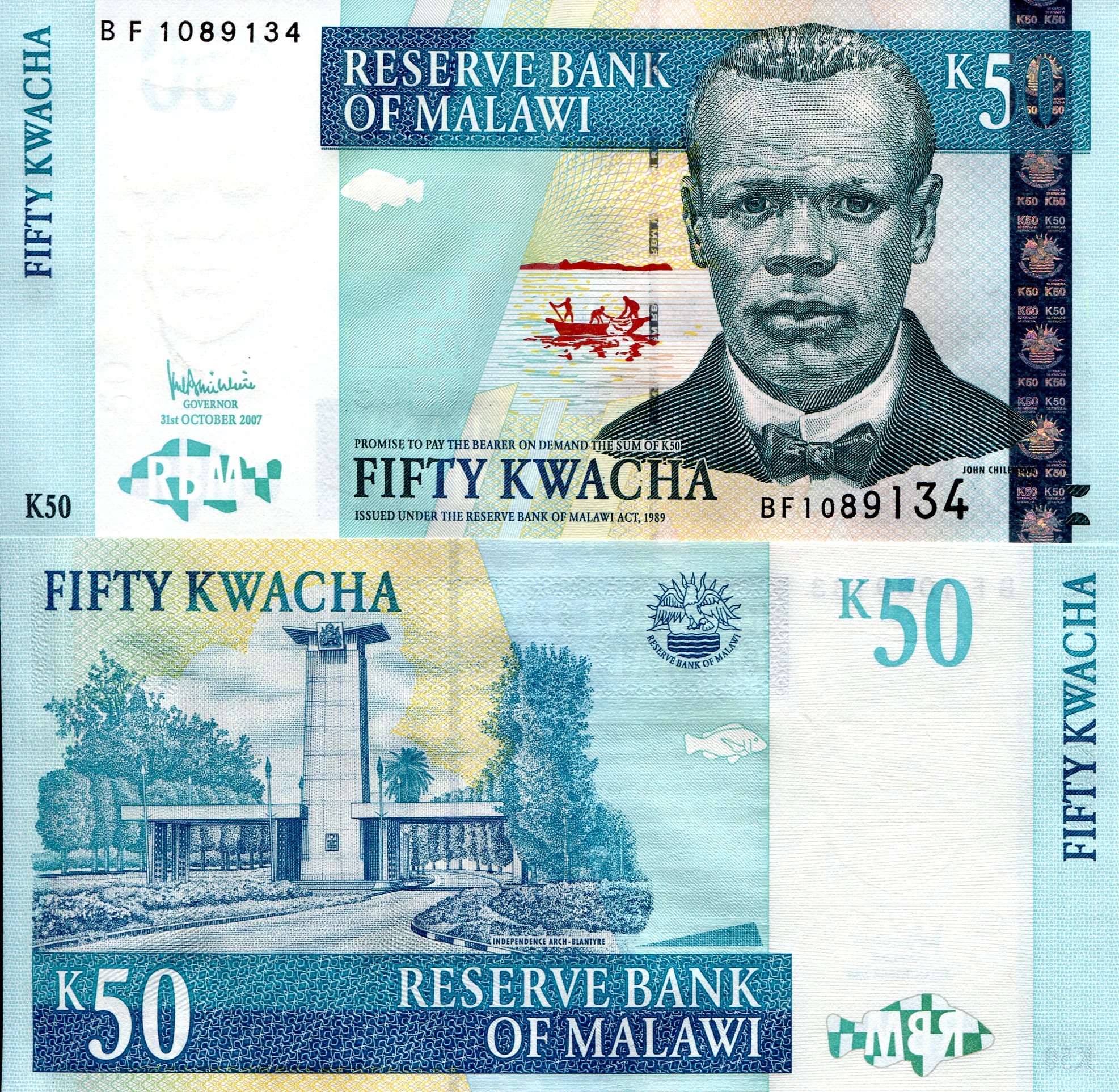 Malawi 50 Kwacha UNC pick #: 53c