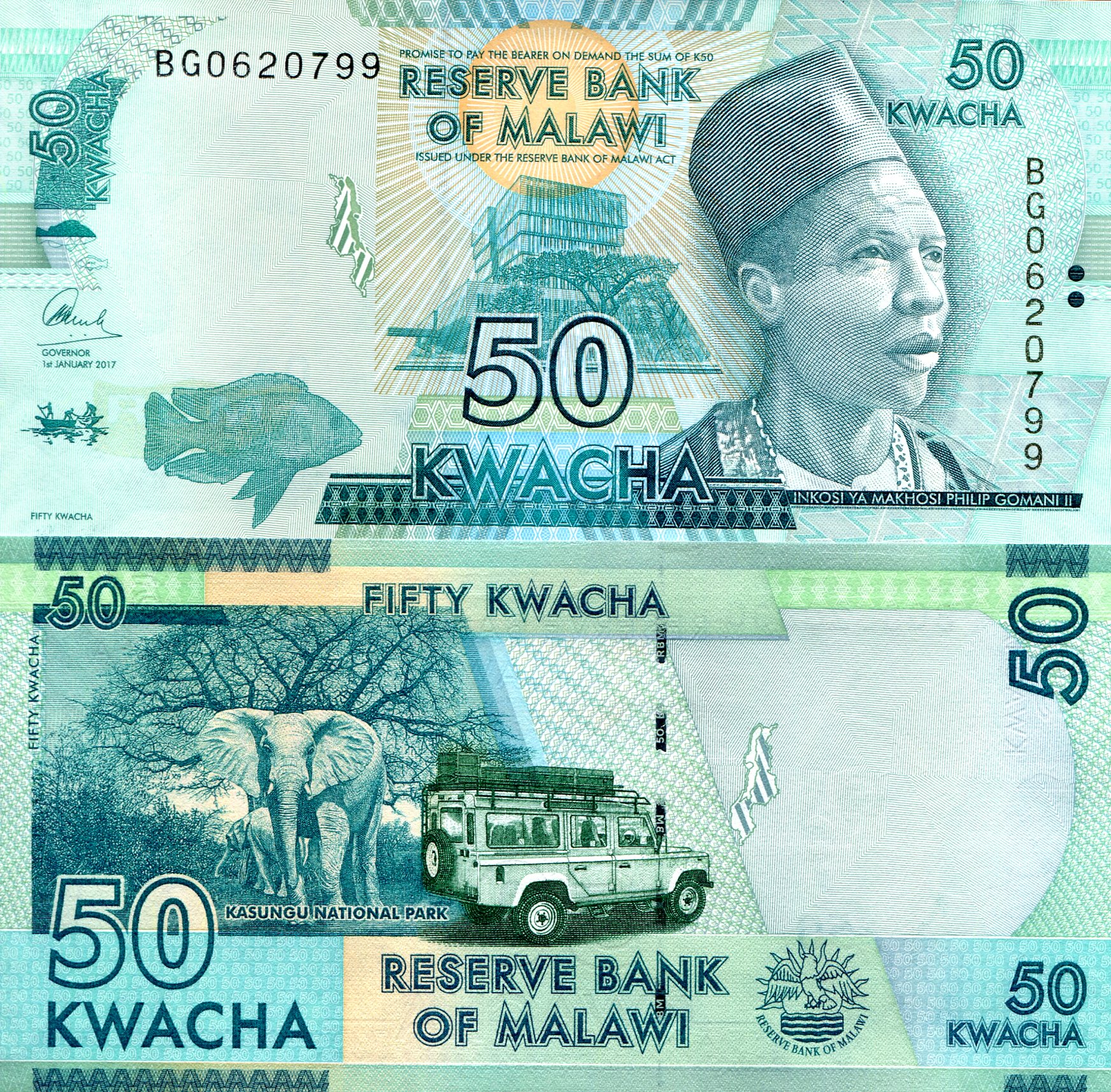 Malawi 50 Kwacha UNC pick #: 64d