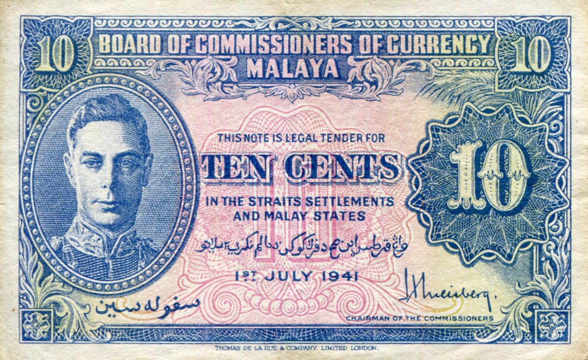 Malaya 10 Cents F/VG (see large scan pick #: 8a