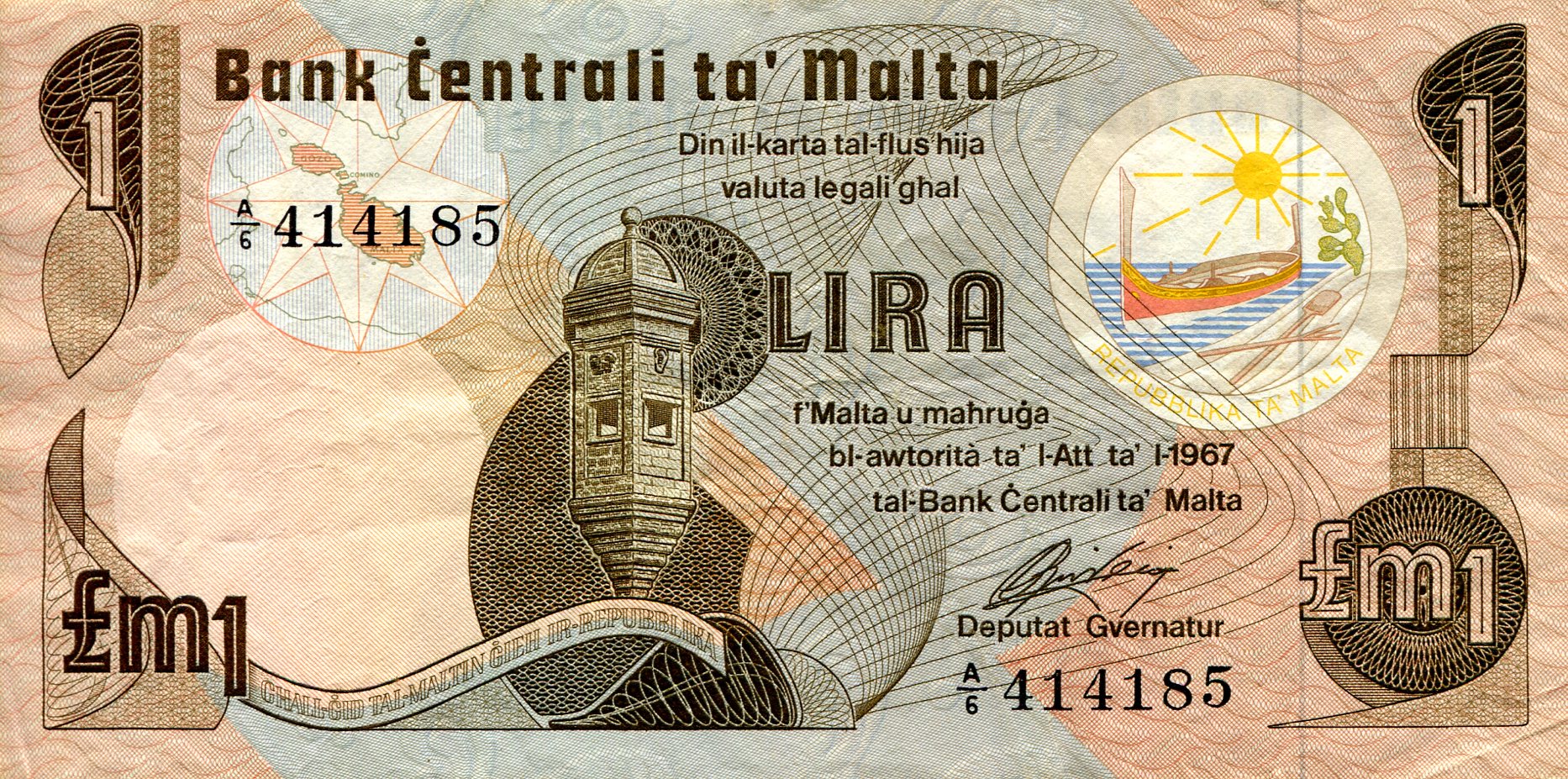RWM | Malta 1 Lira VF/F (see large scan) pick #: 34a