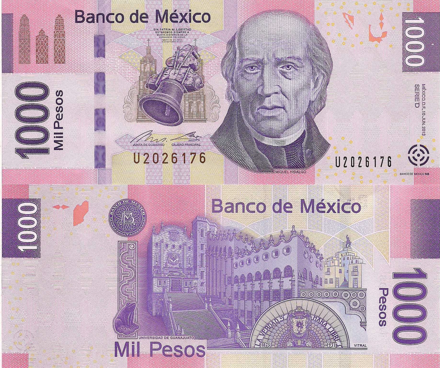 Mexico 1,000 Pesos UNC pick #: 127d