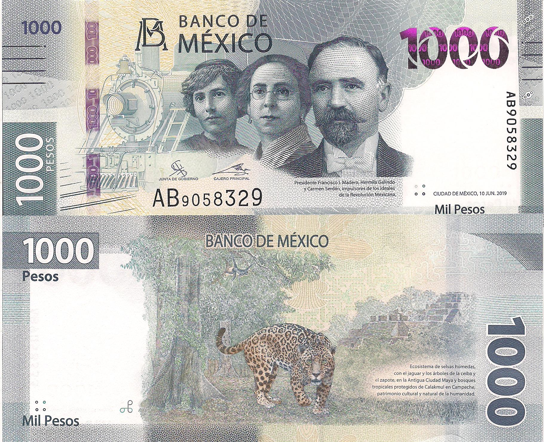 Mexico 1,000 Pesos UNC pick #: New