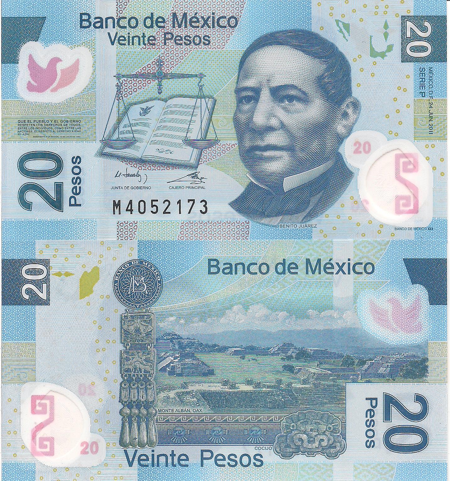 Mexico 20 Pesos UNC pick #: 122i