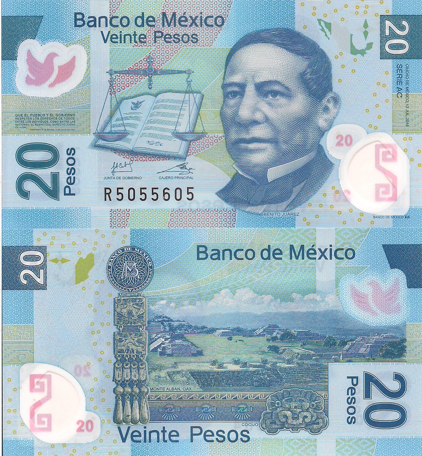 Mexico 20 Pesos UNC pick #: 122n