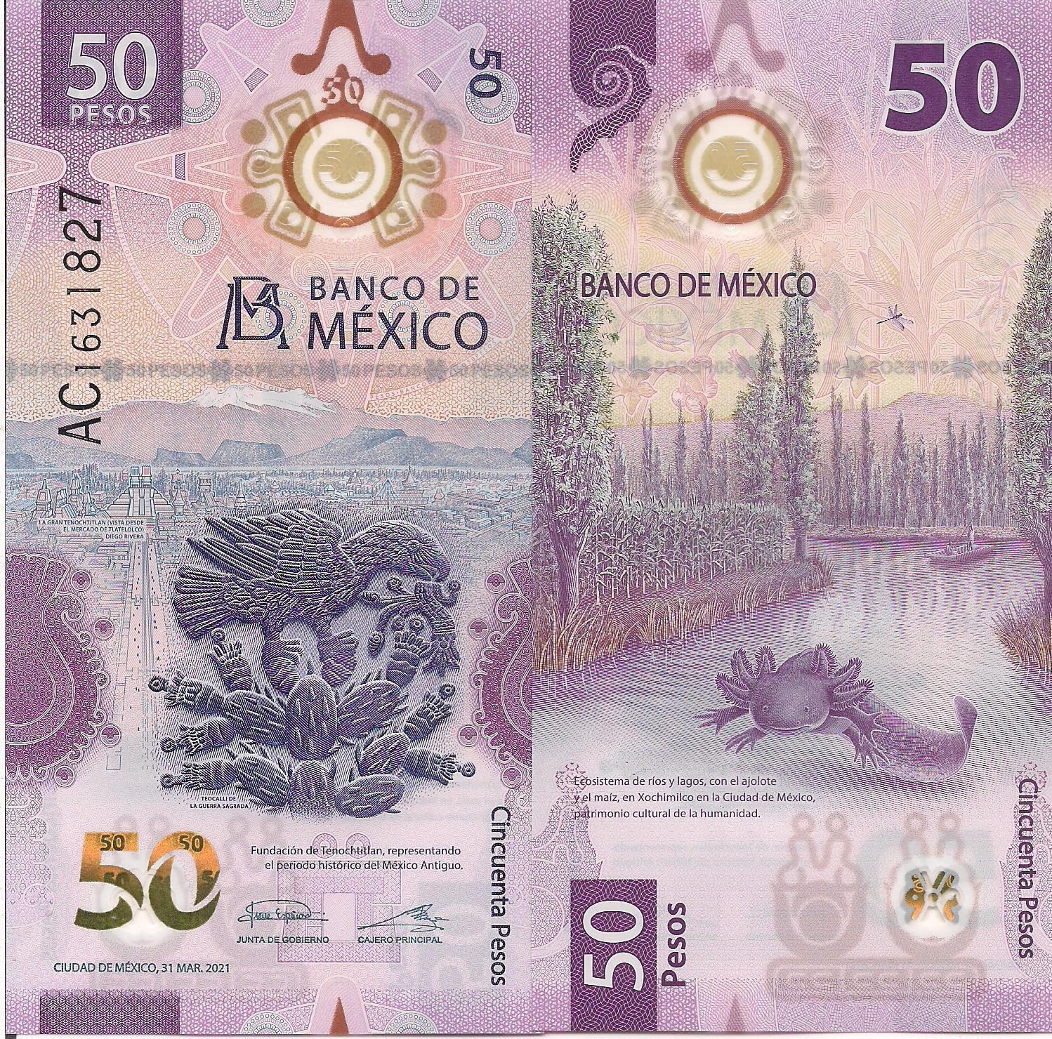 Mexico 50 Pesos UNC pick #: New