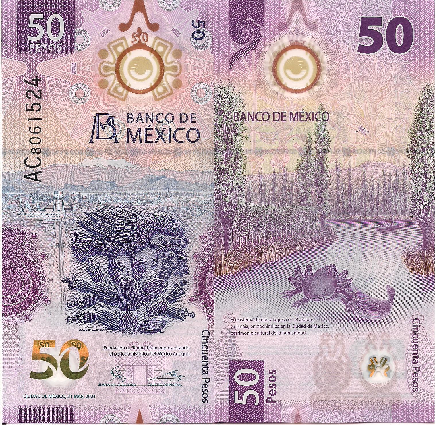 Mexico 50 Pesos UNC pick #: New